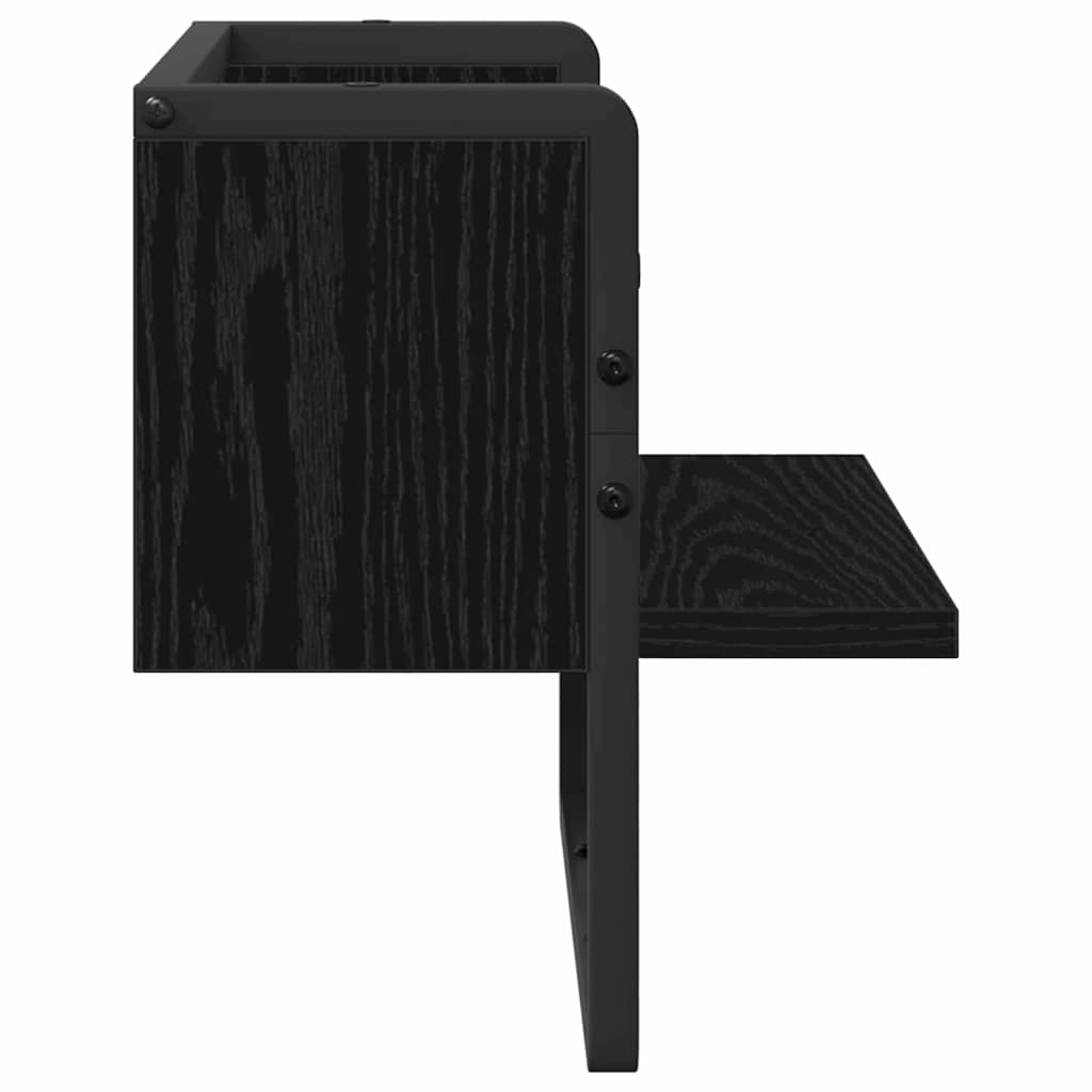 Wandplank met plank Zwart Eiken 30 x 25 x 30 cm Bewerkt hout is nu te koop bij PeponiXL, paradijselijk wonen!