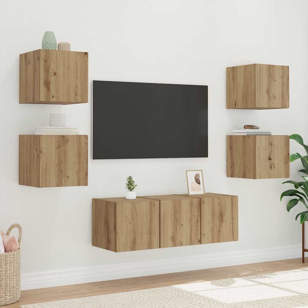 TV Wandkast Ambachtelijk eiken 30,5 x 35 x 30 cm Bewerkt hout is nu te koop bij PeponiXL, paradijselijk wonen!