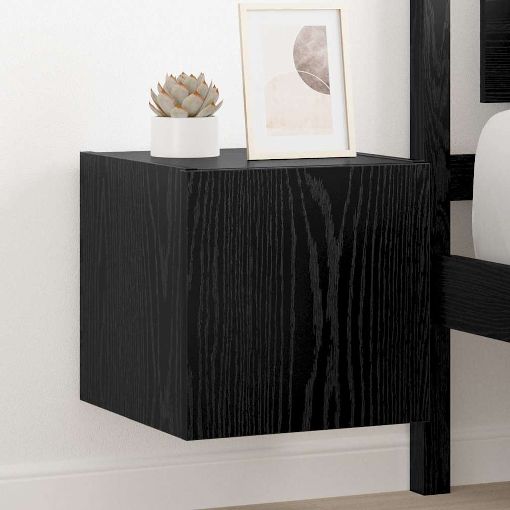 TV Wandkast met LED Zwart Eiken 30,5 x 35 x 30 cm Bewerkt hout is nu te koop bij PeponiXL, paradijselijk wonen!