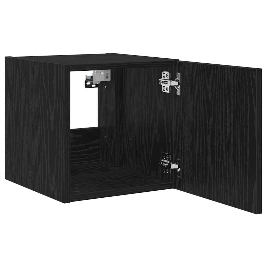 TV Wandkast met LED Zwart Eiken 30,5 x 35 x 30 cm Bewerkt hout is nu te koop bij PeponiXL, paradijselijk wonen!