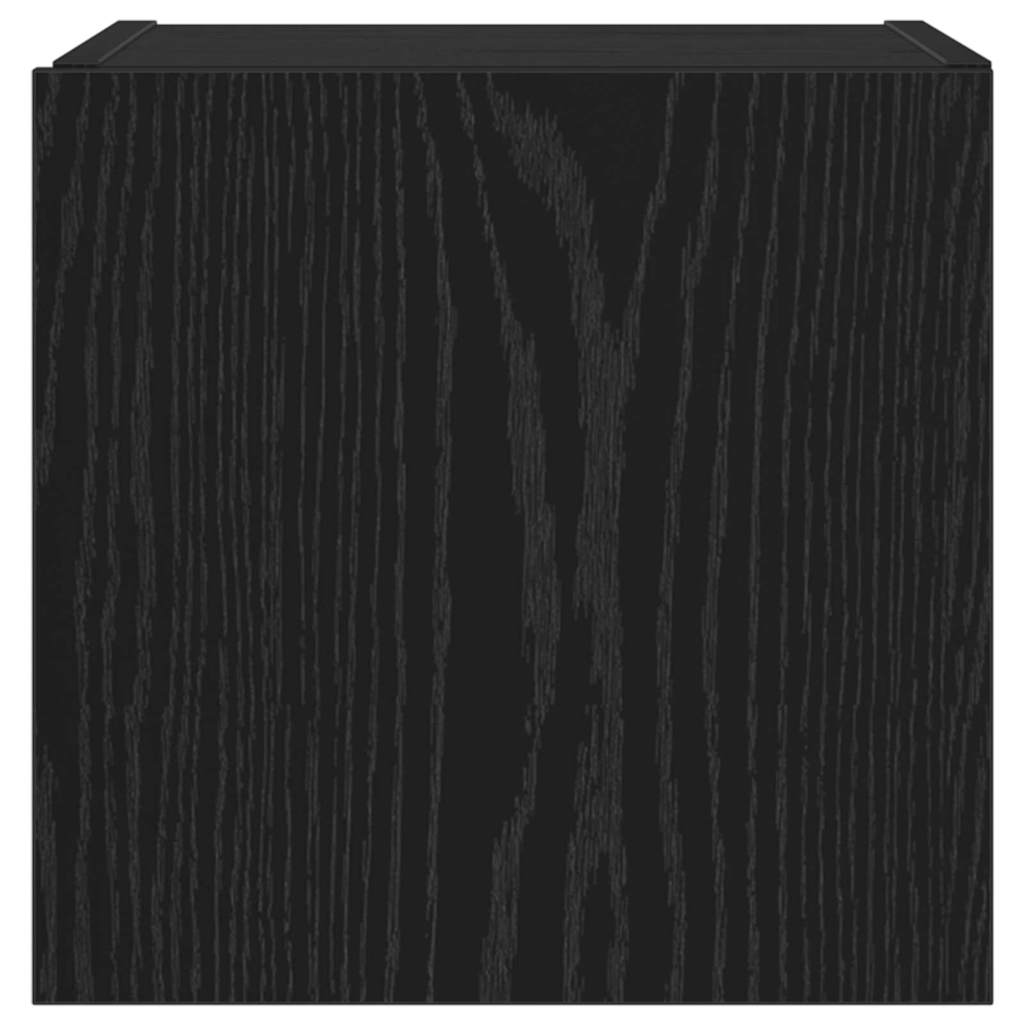 TV Wandkast met LED Zwart Eiken 30,5 x 35 x 30 cm Bewerkt hout is nu te koop bij PeponiXL, paradijselijk wonen!