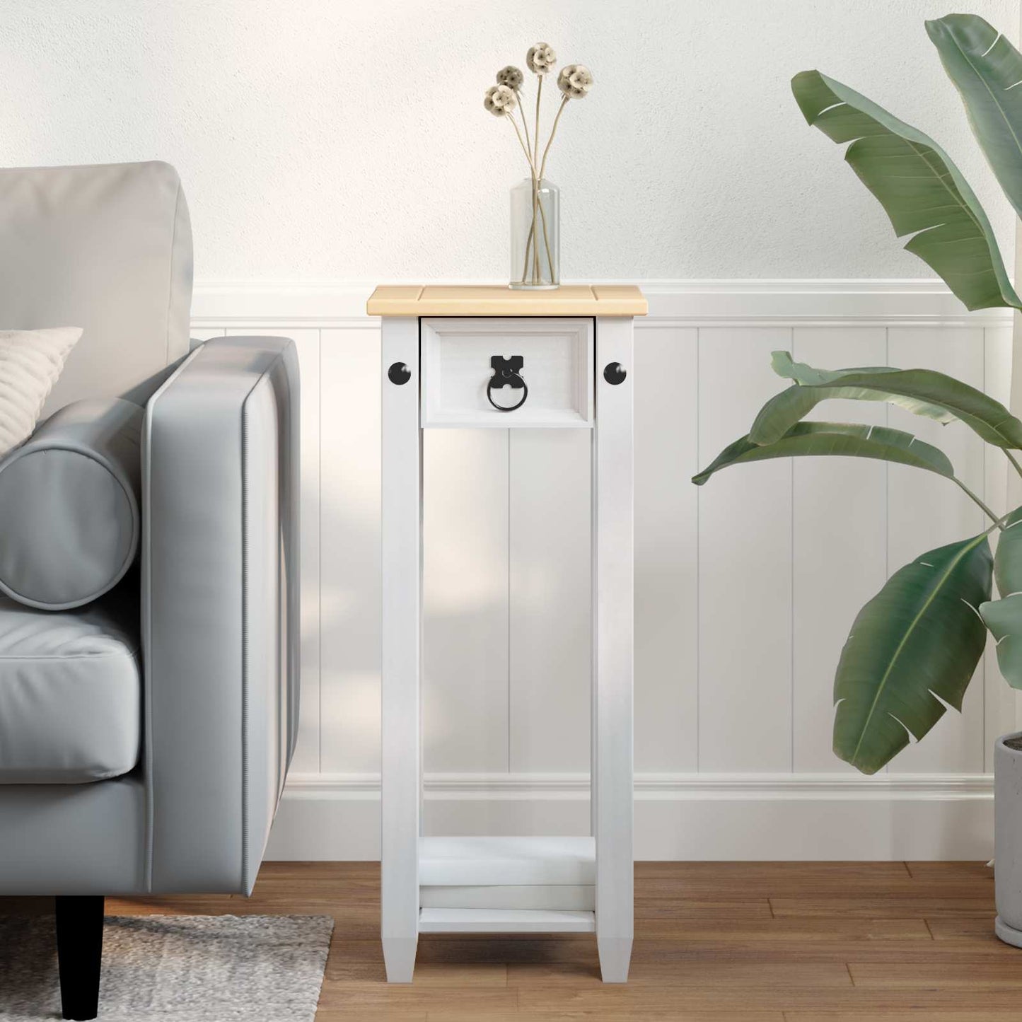 Plantenstandaard Wit 30 x 30 x 73 cm Massief grenenhout is nu te koop bij PeponiXL, paradijselijk wonen!