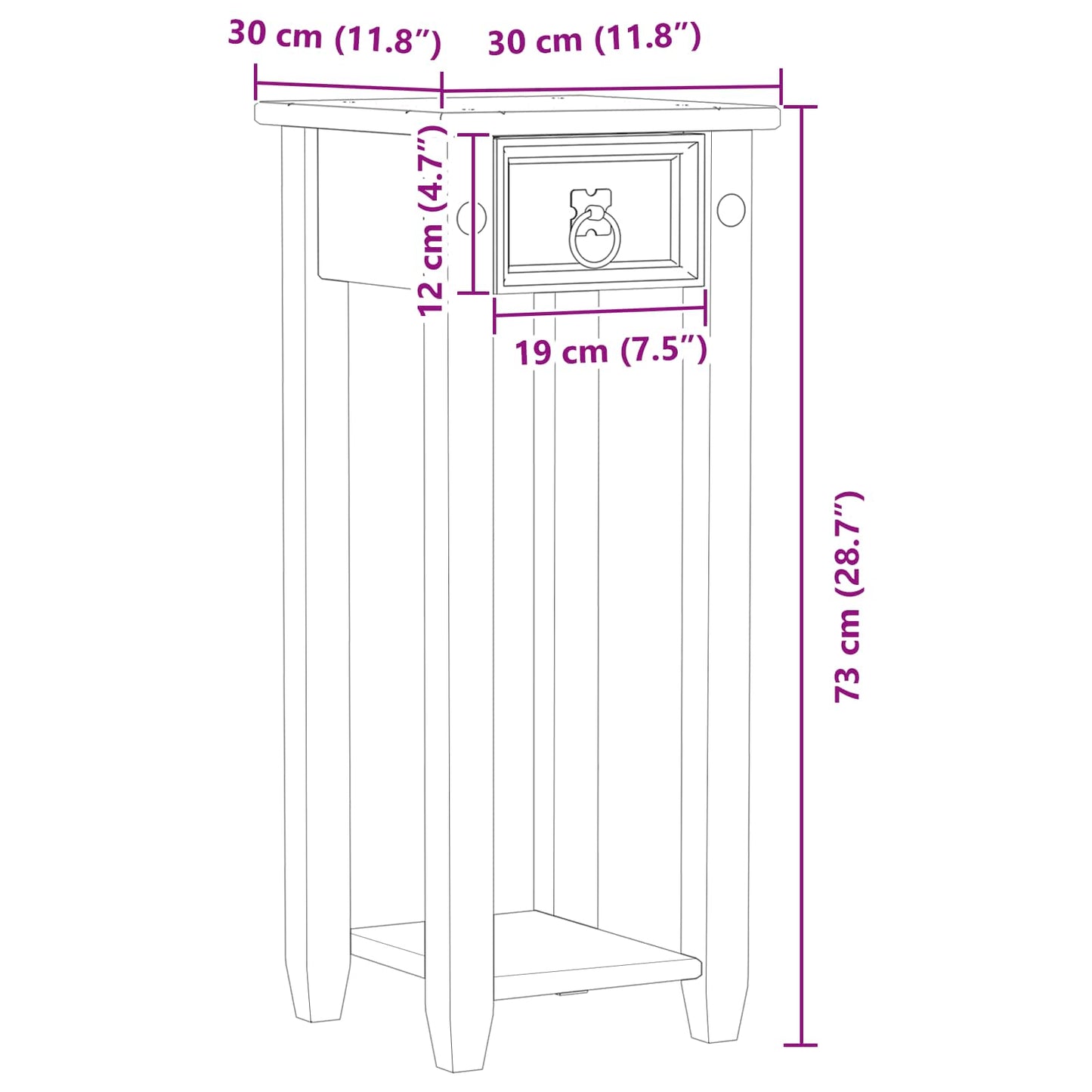 Plantenstandaard Wit 30 x 30 x 73 cm Massief grenenhout is nu te koop bij PeponiXL, paradijselijk wonen!