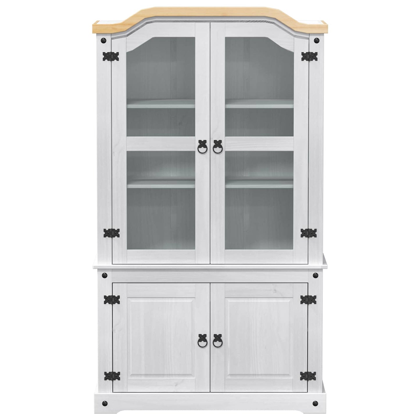 Vitrinekast Wit 103,5 x 42 x 180 cm Massief grenenhout is nu te koop bij PeponiXL, paradijselijk wonen!