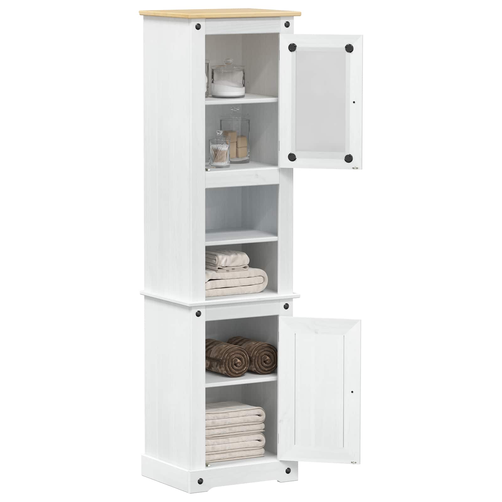 Badkamerkast met plank Wit 50 x 40 x 185 cm Massief grenenhout is nu te koop bij PeponiXL, paradijselijk wonen!