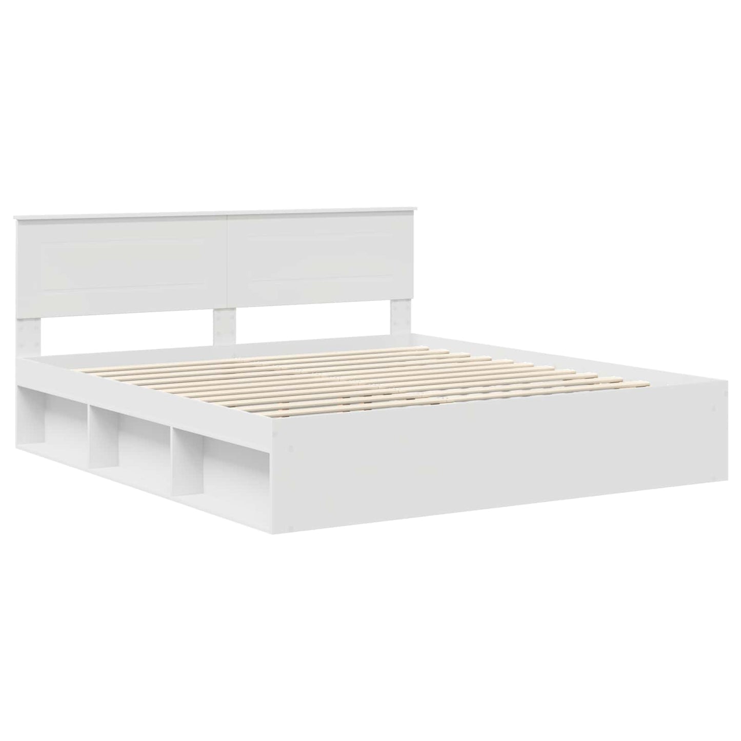 Bedframe met hoofdeinde Wit 200 x 200 cm Bewerkt hout is nu te koop bij PeponiXL, paradijselijk wonen!