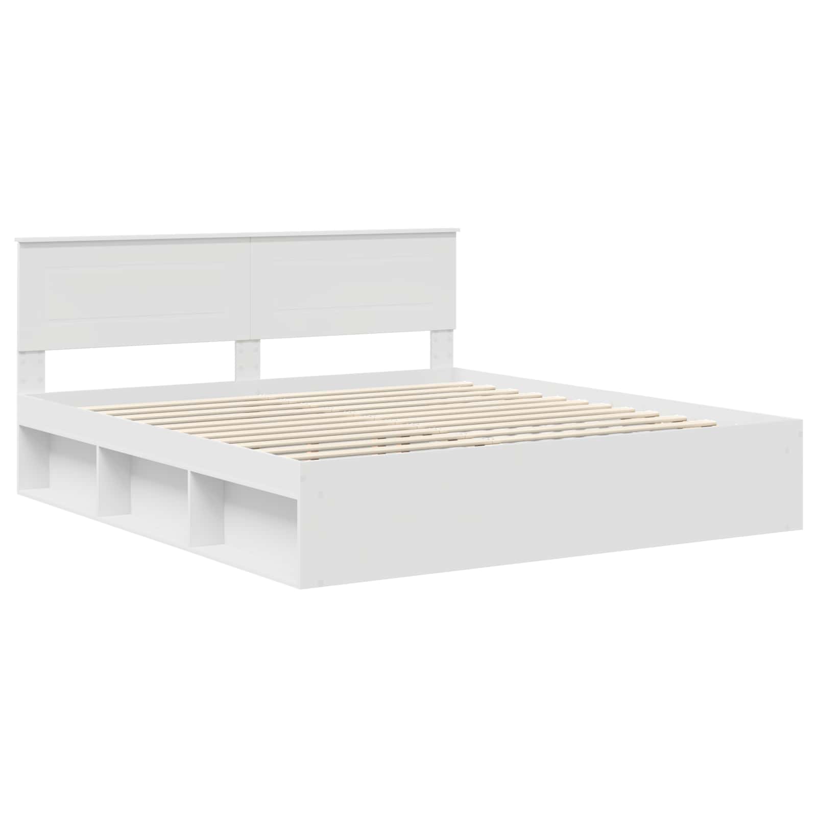 Bedframe met hoofdeinde Wit 200 x 200 cm Bewerkt hout is nu te koop bij PeponiXL, paradijselijk wonen!