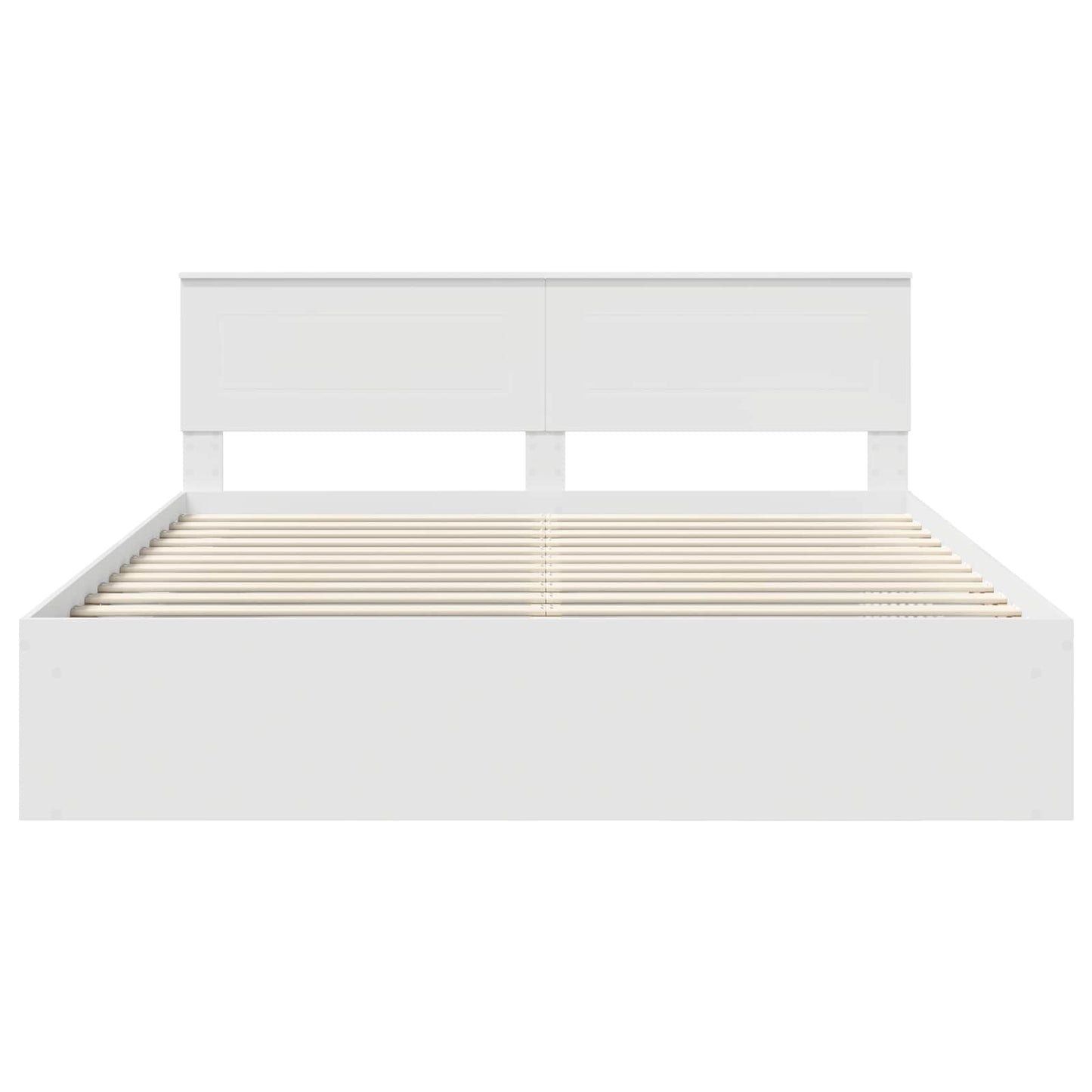 Bedframe met hoofdeinde Wit 200 x 200 cm Bewerkt hout is nu te koop bij PeponiXL, paradijselijk wonen!