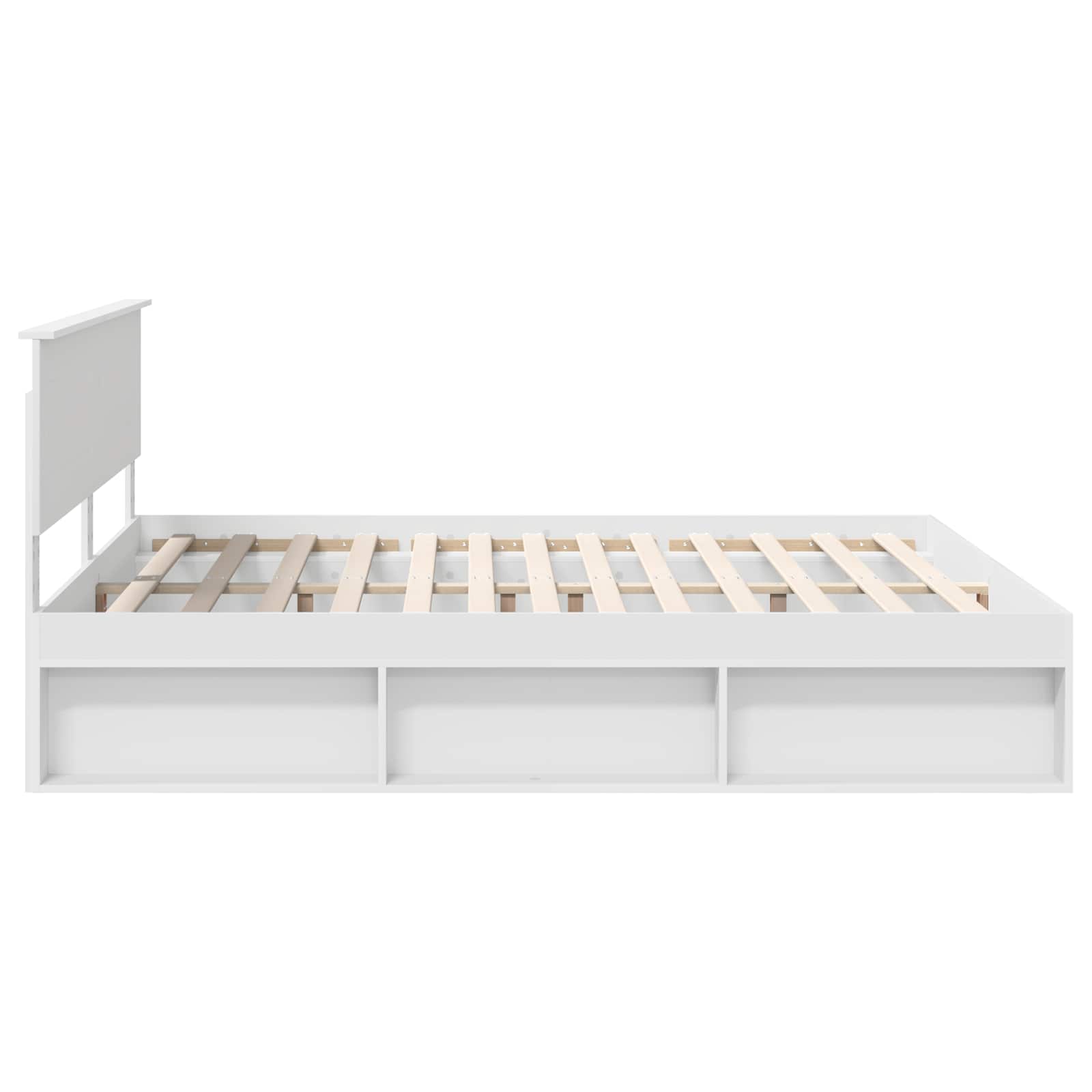 Bedframe met hoofdeinde Wit 200 x 200 cm Bewerkt hout is nu te koop bij PeponiXL, paradijselijk wonen!