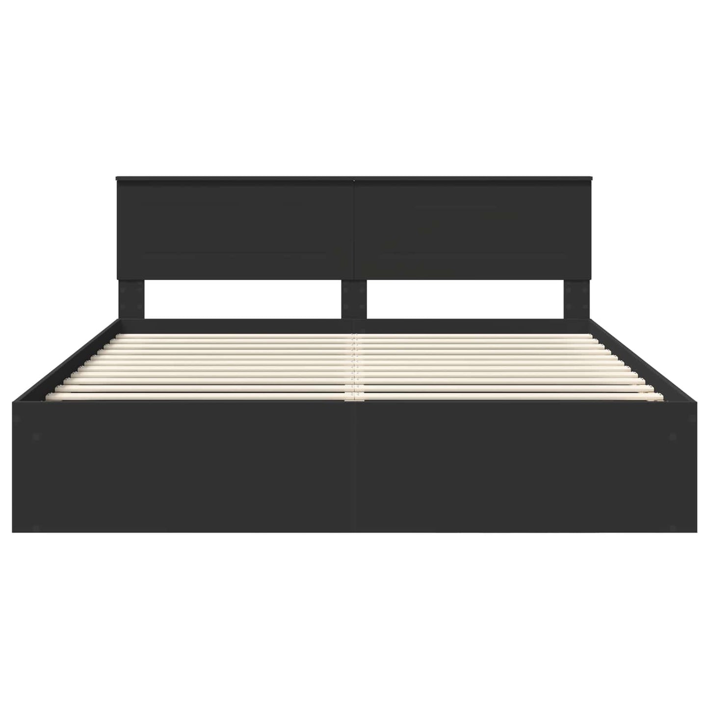 Bedframe met hoofdeinde Zwart 200 x 200 cm Bewerkt hout is nu te koop bij PeponiXL, paradijselijk wonen!