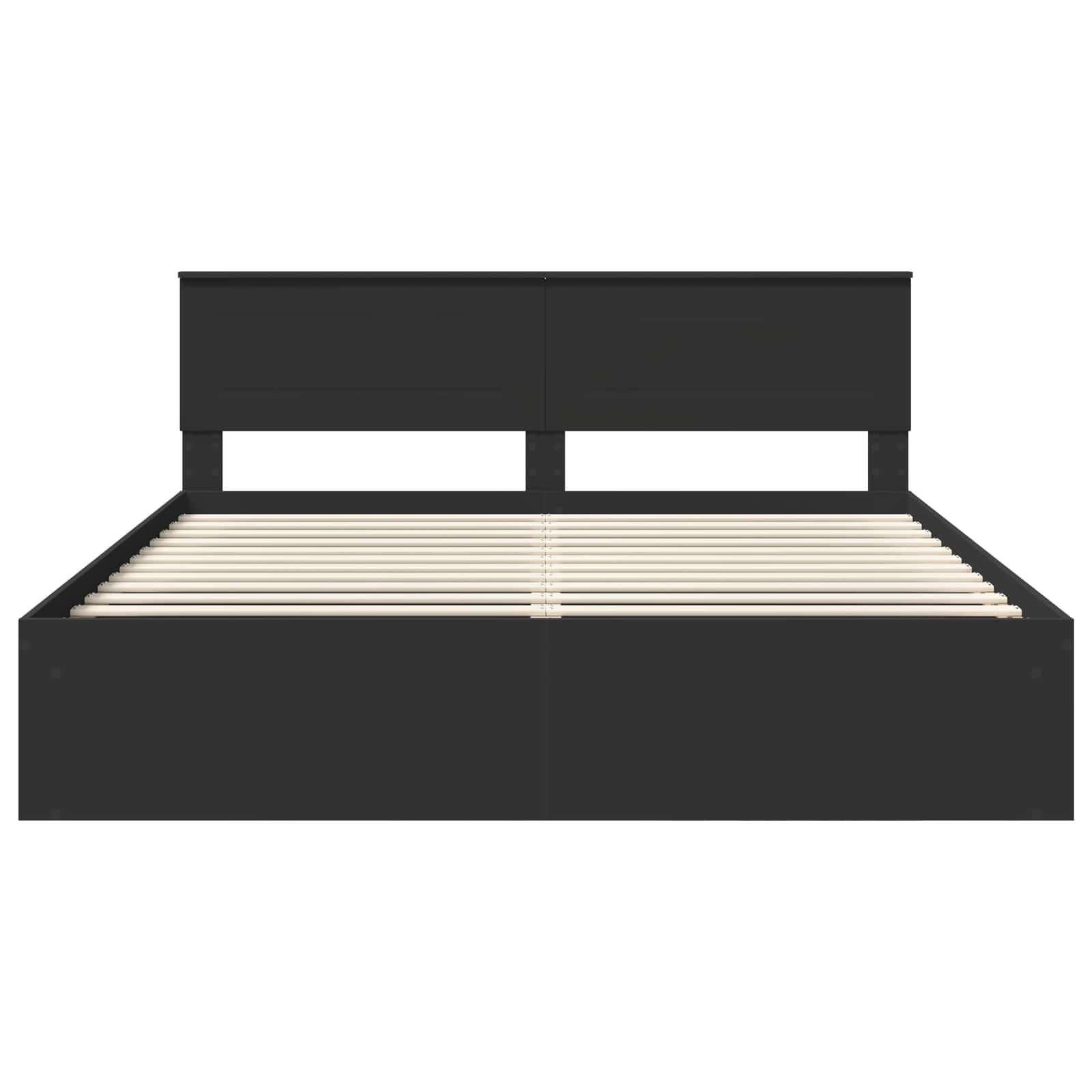 Bedframe met hoofdeinde Zwart 200 x 200 cm Bewerkt hout is nu te koop bij PeponiXL, paradijselijk wonen!