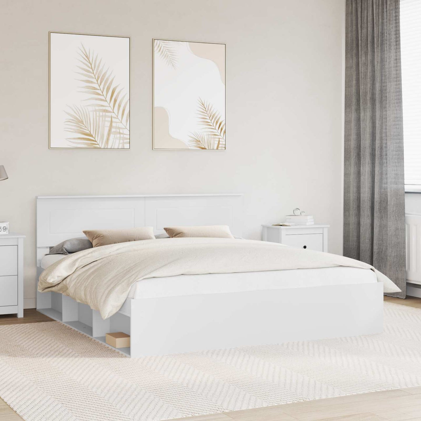 Bedframe met hoofdeinde Wit 180 x 200 cm Bewerkt hout is nu te koop bij PeponiXL, paradijselijk wonen!