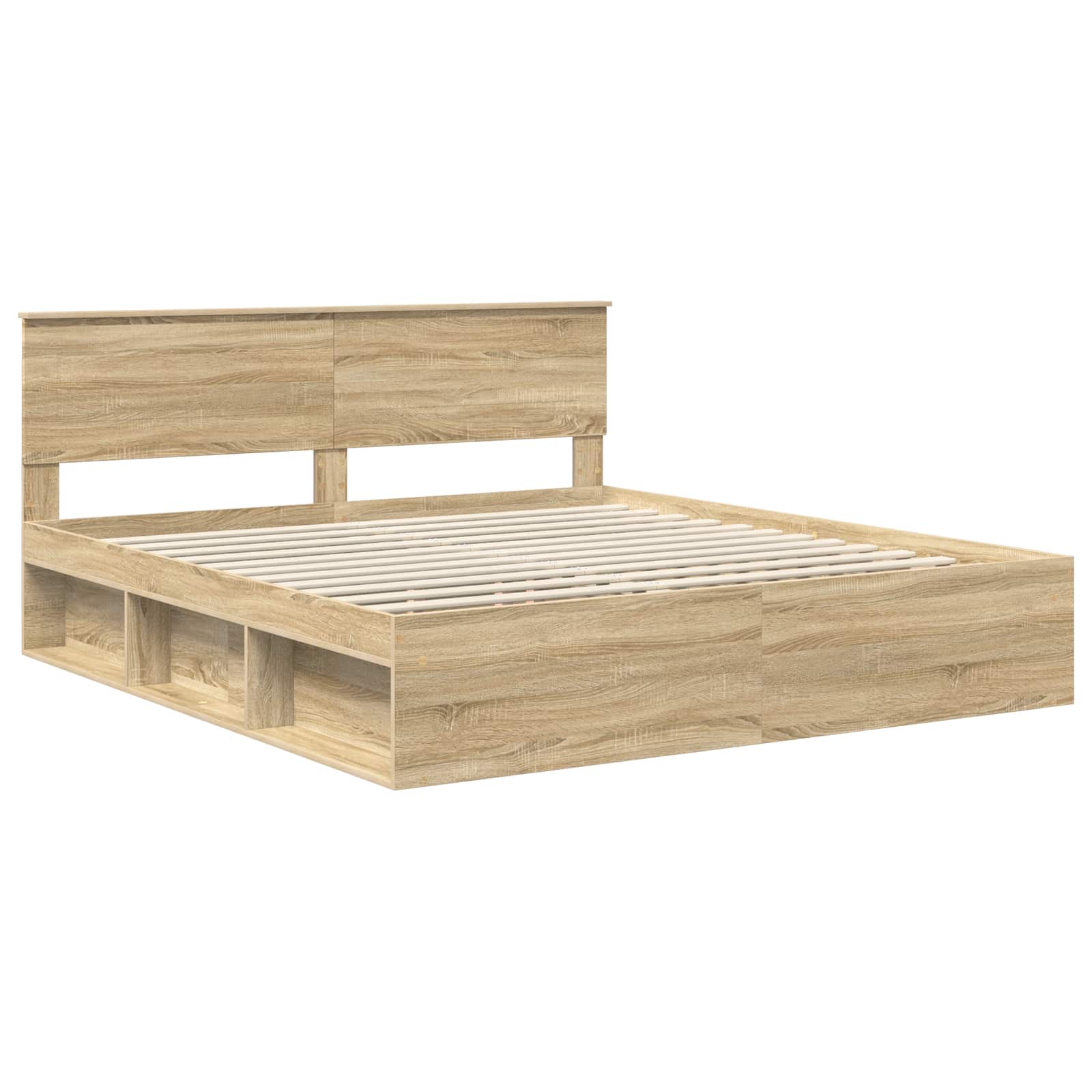 Bedframe met hoofdeinde Sonoma 180 x 200 cm Bewerkt hout is nu te koop bij PeponiXL, paradijselijk wonen!