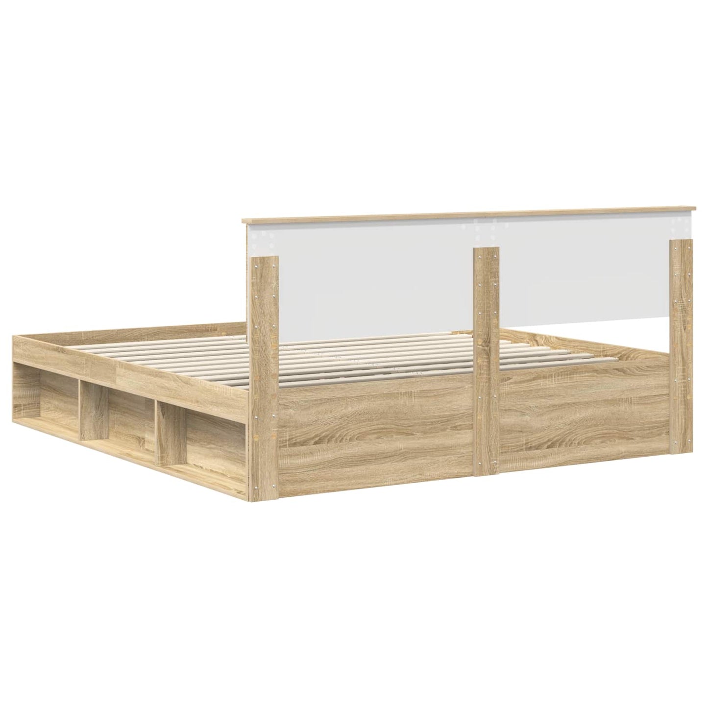 Bedframe met hoofdeinde Sonoma 180 x 200 cm Bewerkt hout is nu te koop bij PeponiXL, paradijselijk wonen!