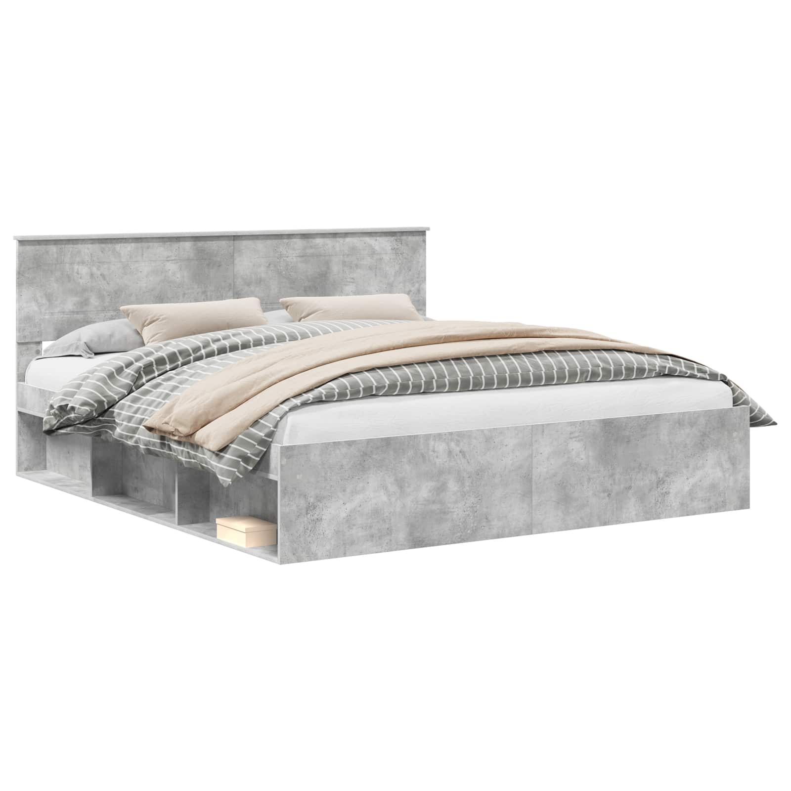 Bedframe met hoofdeinde Beton 180 x 200 cm Bewerkt hout is nu te koop bij PeponiXL, paradijselijk wonen!