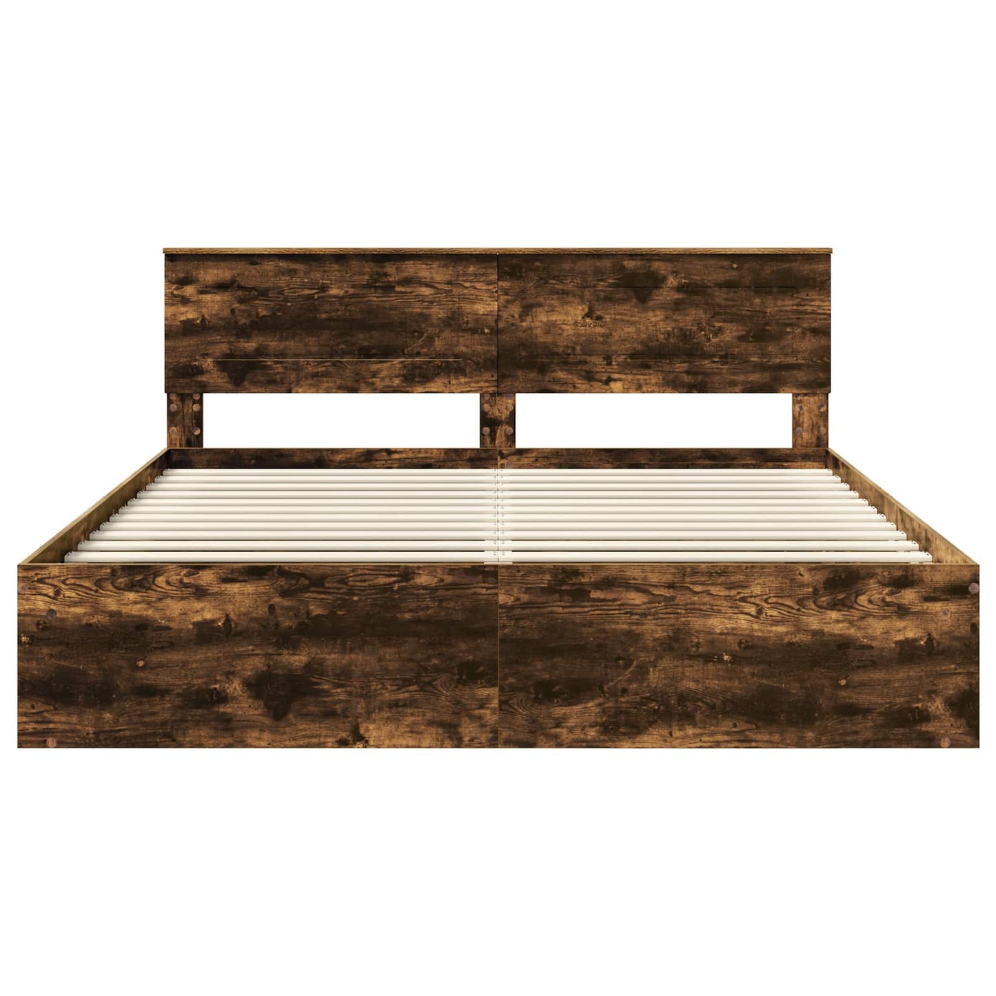 Bedframe met hoofdeinde Gerookt eiken 180 x 200 cm Bewerkt hout is nu te koop bij PeponiXL, paradijselijk wonen!