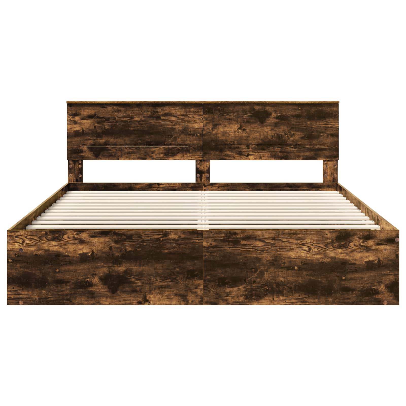 Bedframe met hoofdeinde Gerookt eiken 180 x 200 cm Bewerkt hout is nu te koop bij PeponiXL, paradijselijk wonen!