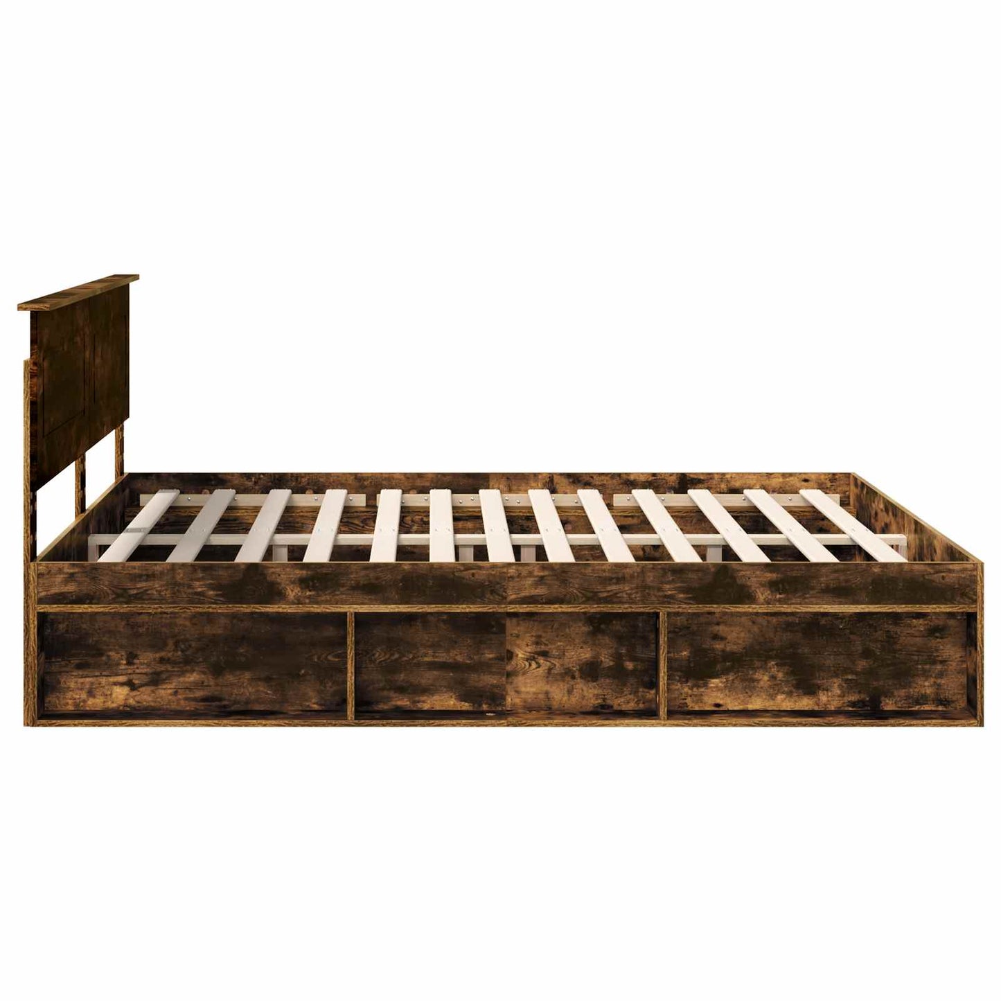 Bedframe met hoofdeinde Gerookt eiken 180 x 200 cm Bewerkt hout is nu te koop bij PeponiXL, paradijselijk wonen!