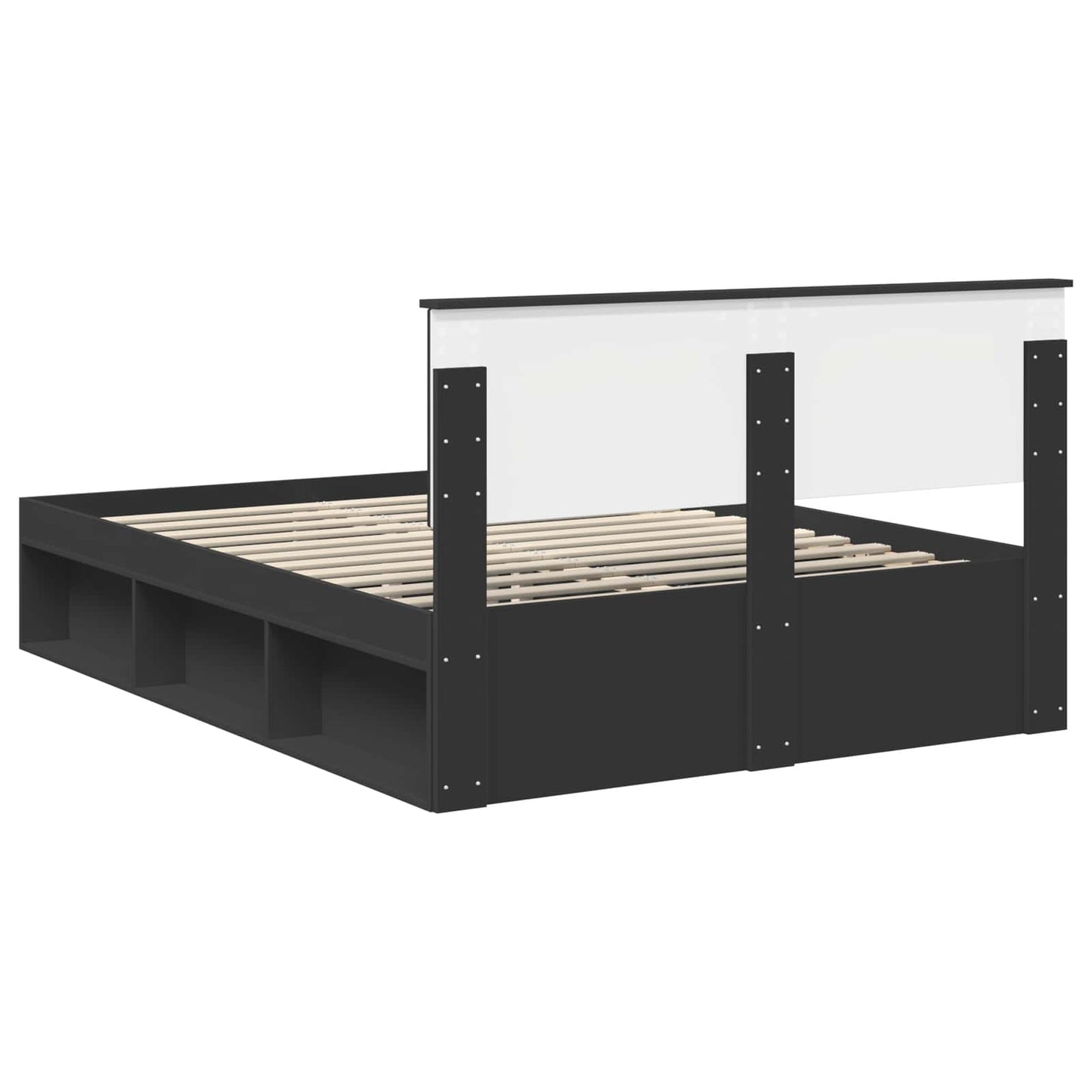 Bedframe met hoofdeinde Zwart 160 x 200 cm Bewerkt hout is nu te koop bij PeponiXL, paradijselijk wonen!