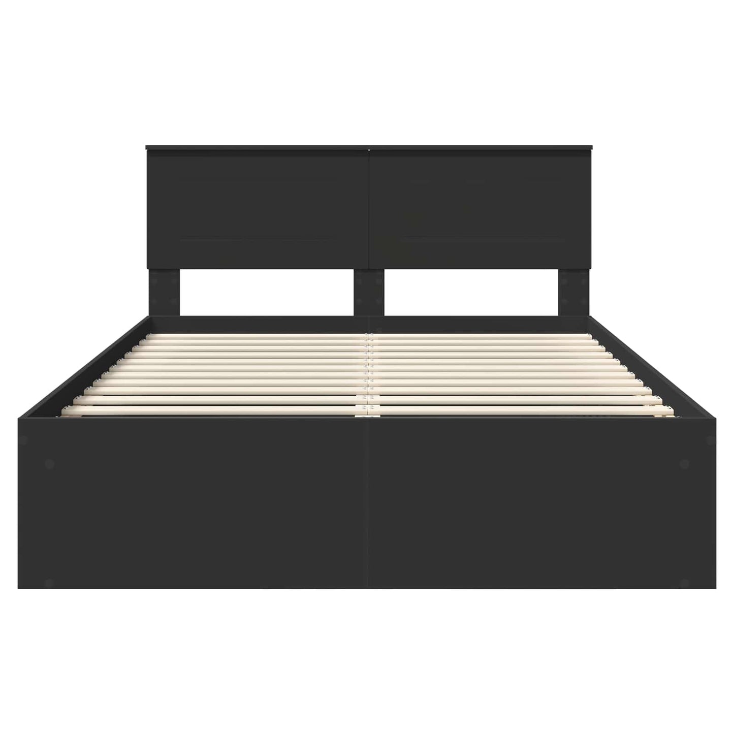 Bedframe met hoofdeinde Zwart 160 x 200 cm Bewerkt hout is nu te koop bij PeponiXL, paradijselijk wonen!
