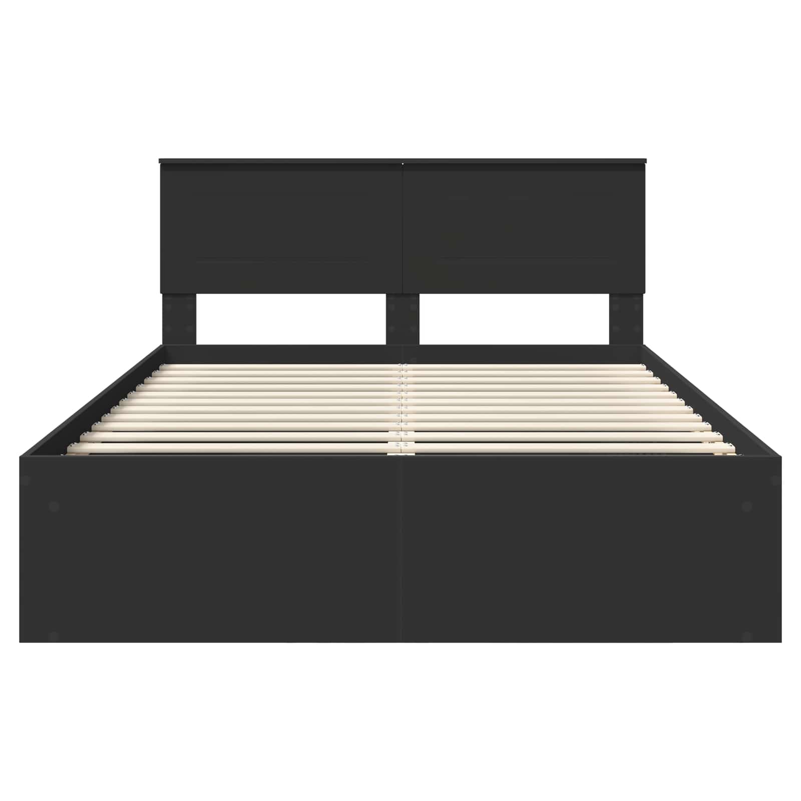 Bedframe met hoofdeinde Zwart 160 x 200 cm Bewerkt hout is nu te koop bij PeponiXL, paradijselijk wonen!