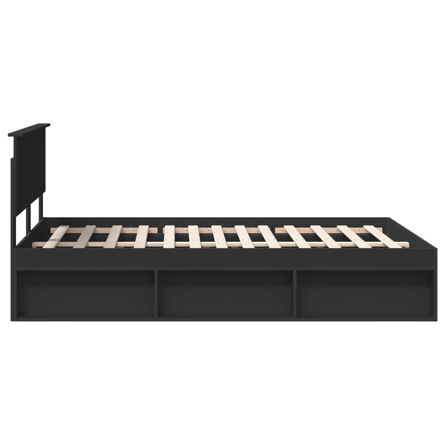 Bedframe met hoofdeinde Zwart 160 x 200 cm Bewerkt hout is nu te koop bij PeponiXL, paradijselijk wonen!