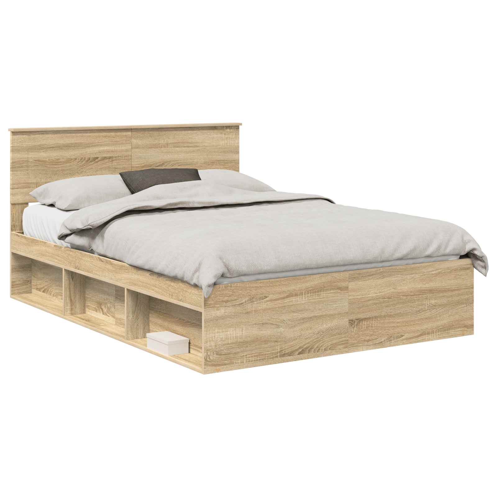Bedframe met hoofdeinde Sonoma 160 x 200 cm Bewerkt hout is nu te koop bij PeponiXL, paradijselijk wonen!