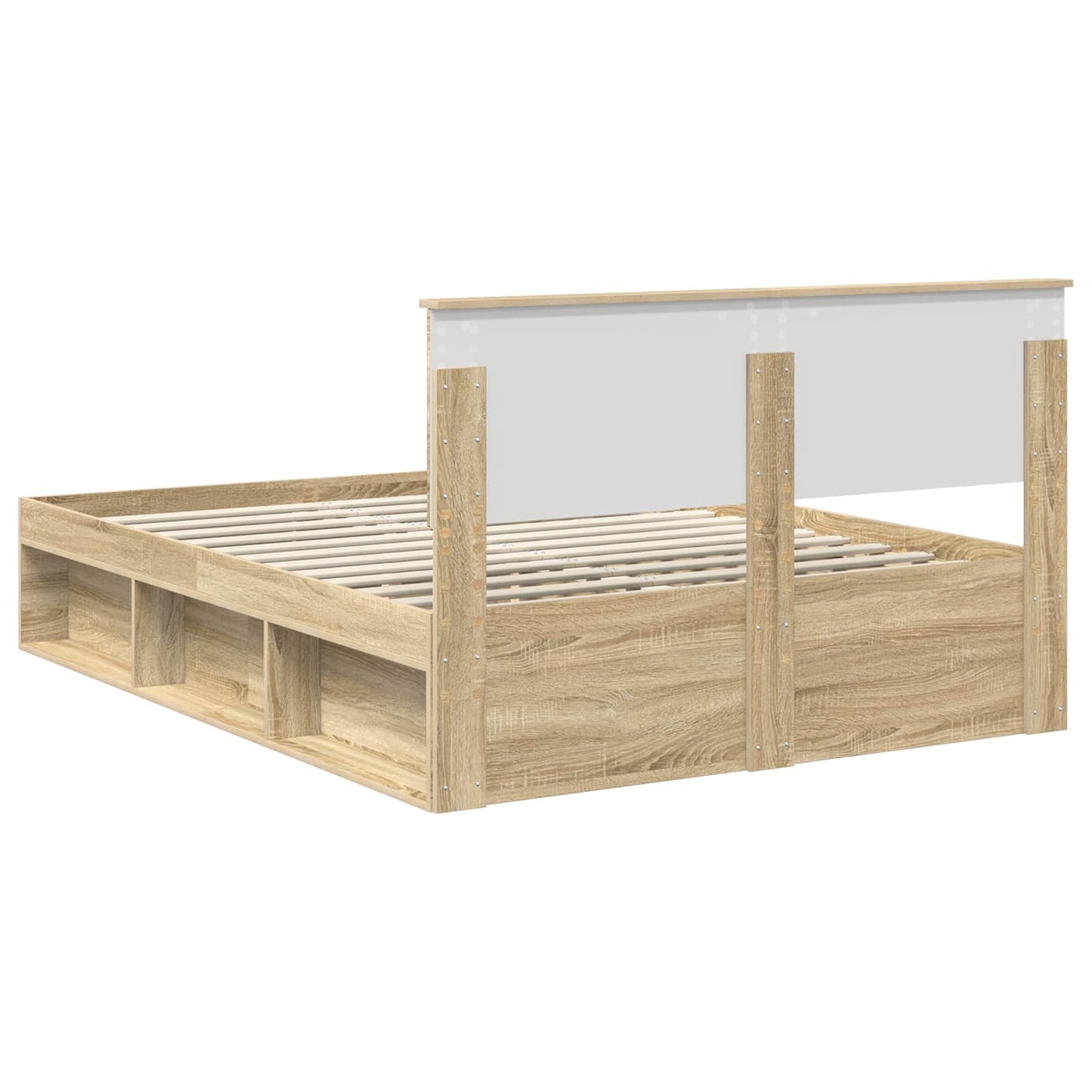 Bedframe met hoofdeinde Sonoma 160 x 200 cm Bewerkt hout is nu te koop bij PeponiXL, paradijselijk wonen!