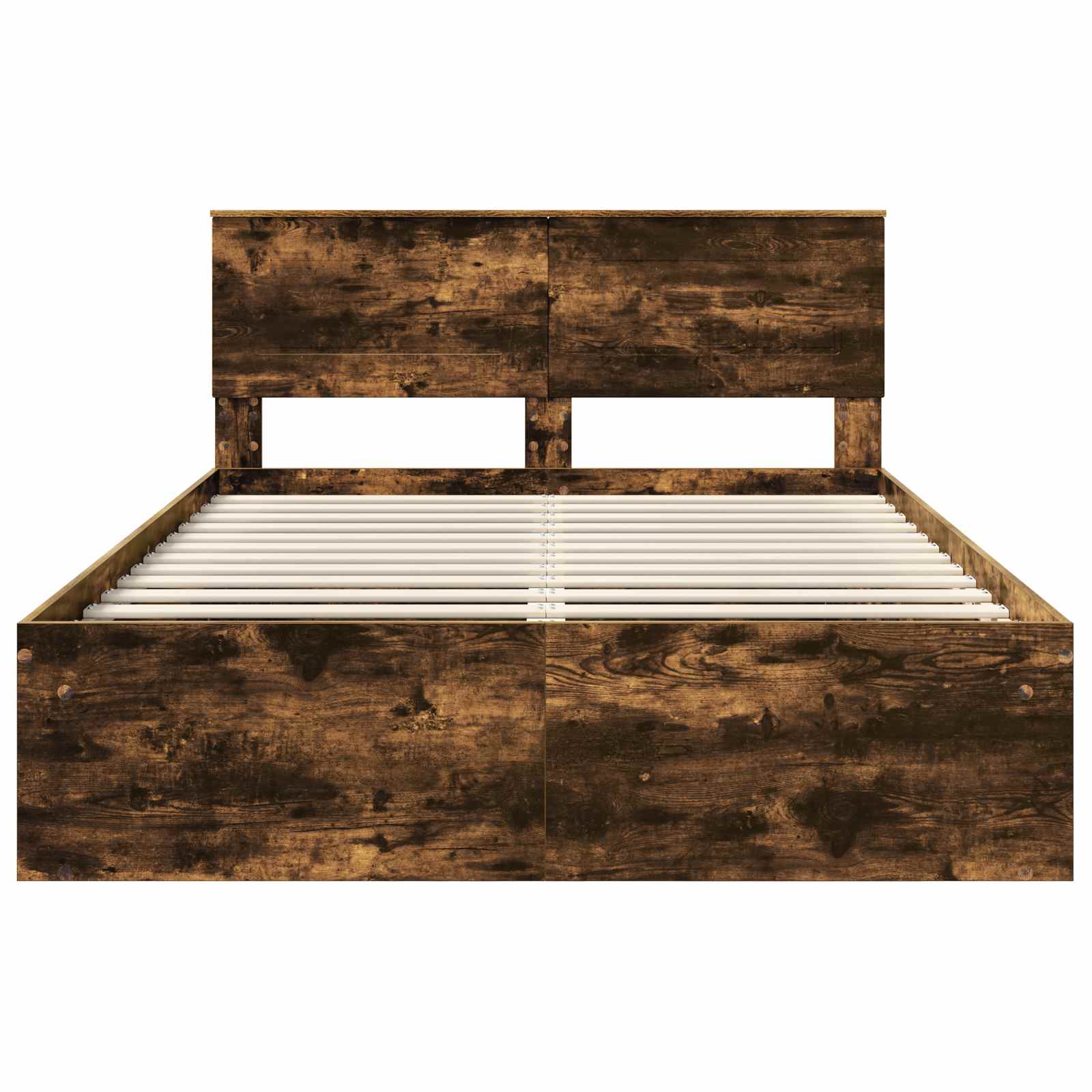 Bedframe met hoofdeinde Gerookt eiken 160 x 200 cm Bewerkt hout is nu te koop bij PeponiXL, paradijselijk wonen!