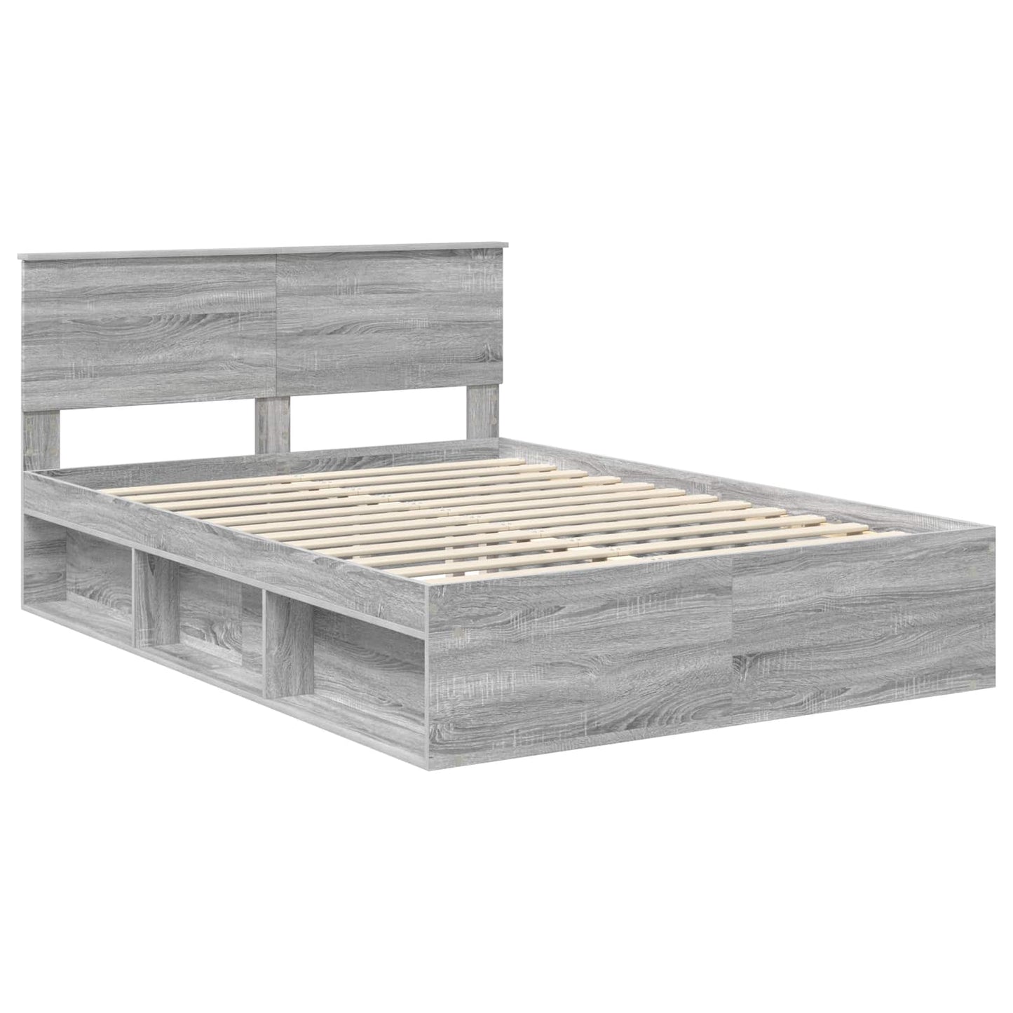 Bedframe met hoofdeinde Grijs Sonoma 160 x 200 cm Bewerkt hout is nu te koop bij PeponiXL, paradijselijk wonen!