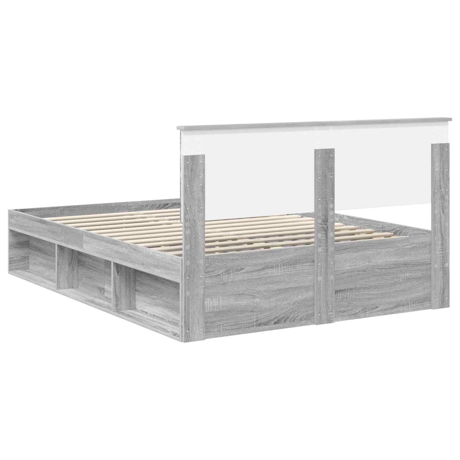 Bedframe met hoofdeinde Grijs Sonoma 160 x 200 cm Bewerkt hout is nu te koop bij PeponiXL, paradijselijk wonen!