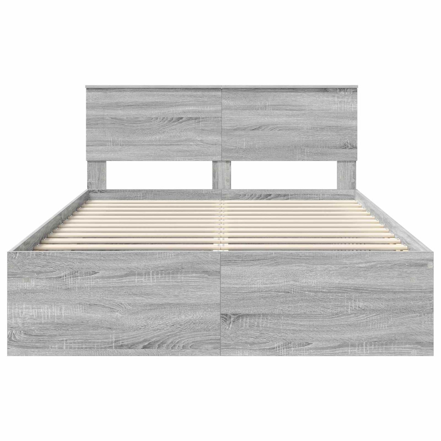 Bedframe met hoofdeinde Grijs Sonoma 160 x 200 cm Bewerkt hout is nu te koop bij PeponiXL, paradijselijk wonen!