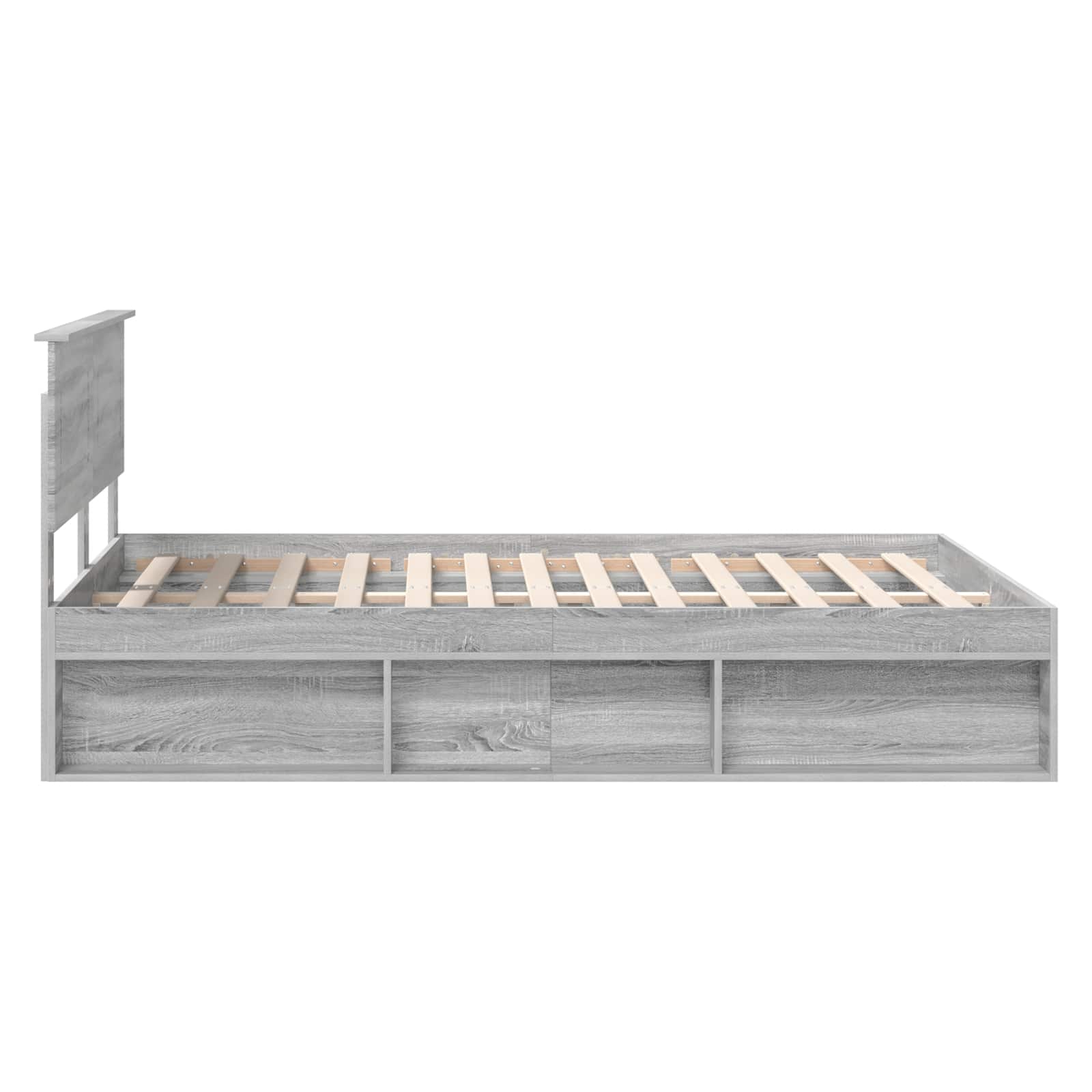 Bedframe met hoofdeinde Grijs Sonoma 160 x 200 cm Bewerkt hout is nu te koop bij PeponiXL, paradijselijk wonen!