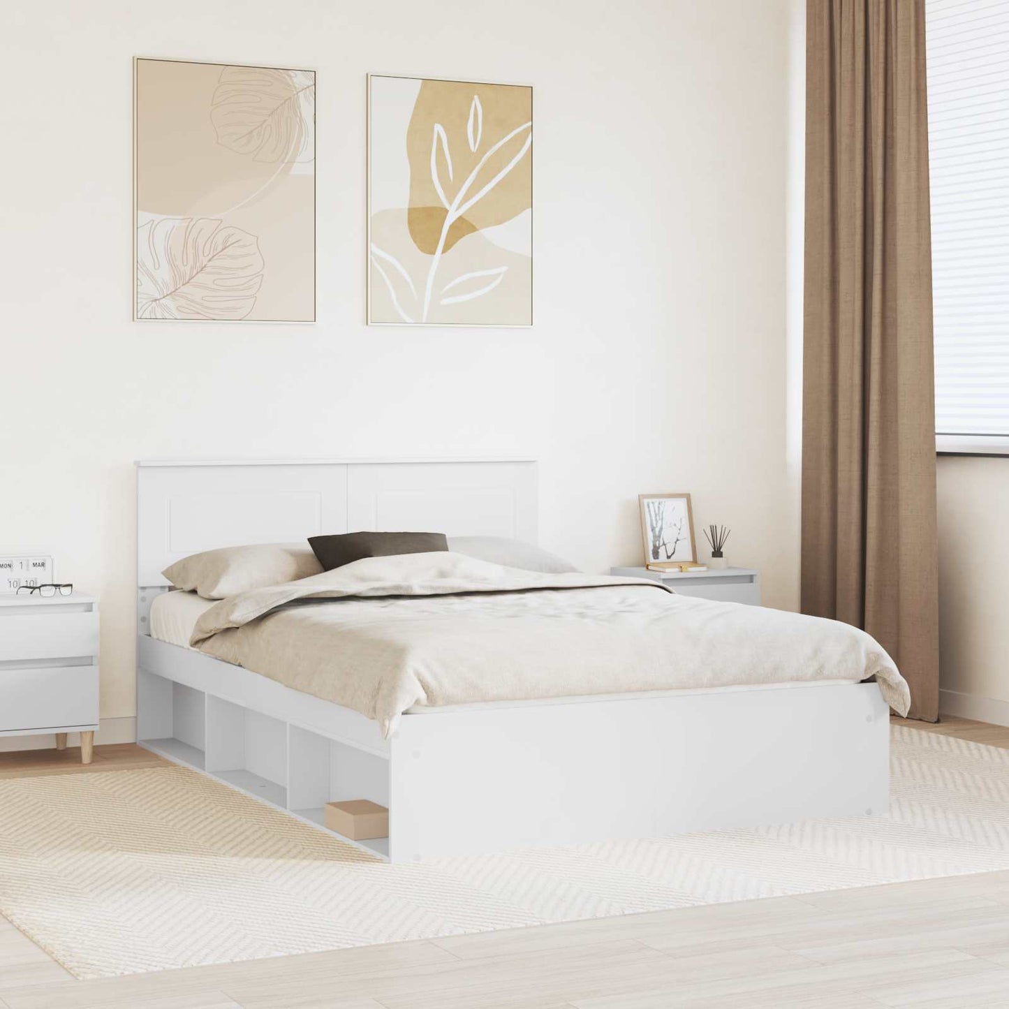 Bedframe met hoofdeinde Wit 150 x 200 cm Bewerkt hout is nu te koop bij PeponiXL, paradijselijk wonen!