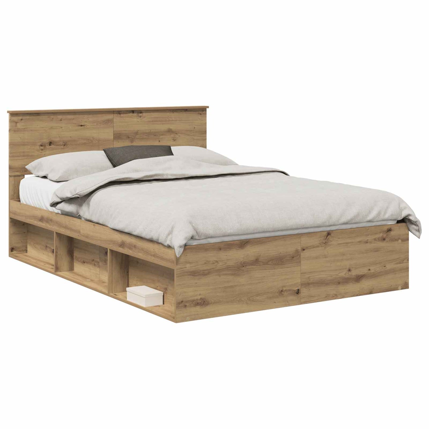 Bedframe Ambachtelijk eiken 150 x 200 cm Bewerkt hout is nu te koop bij PeponiXL, paradijselijk wonen!