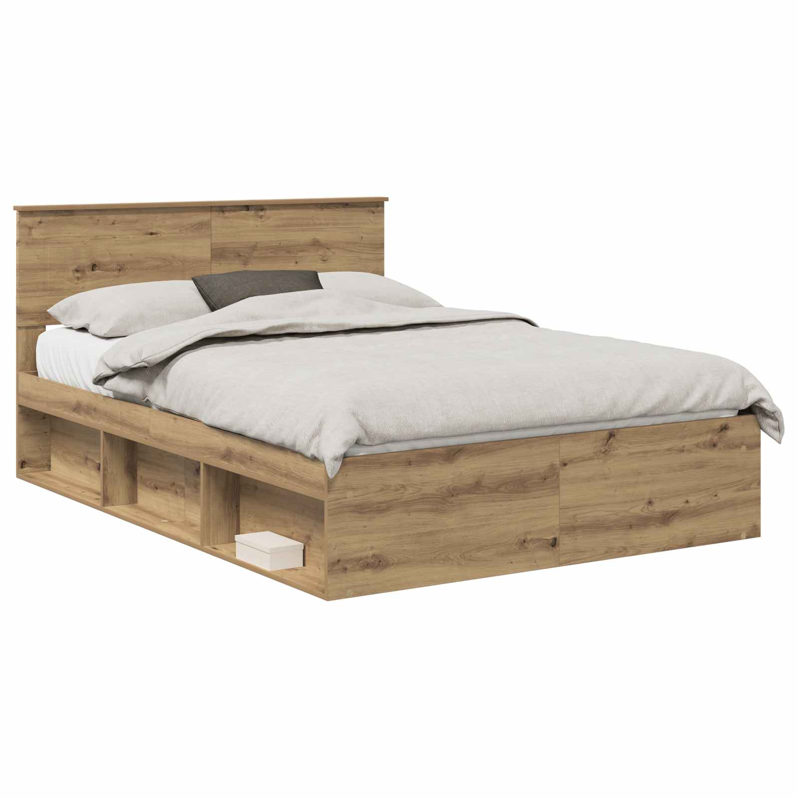 Bedframe Ambachtelijk eiken 150 x 200 cm Bewerkt hout is nu te koop bij PeponiXL, paradijselijk wonen!
