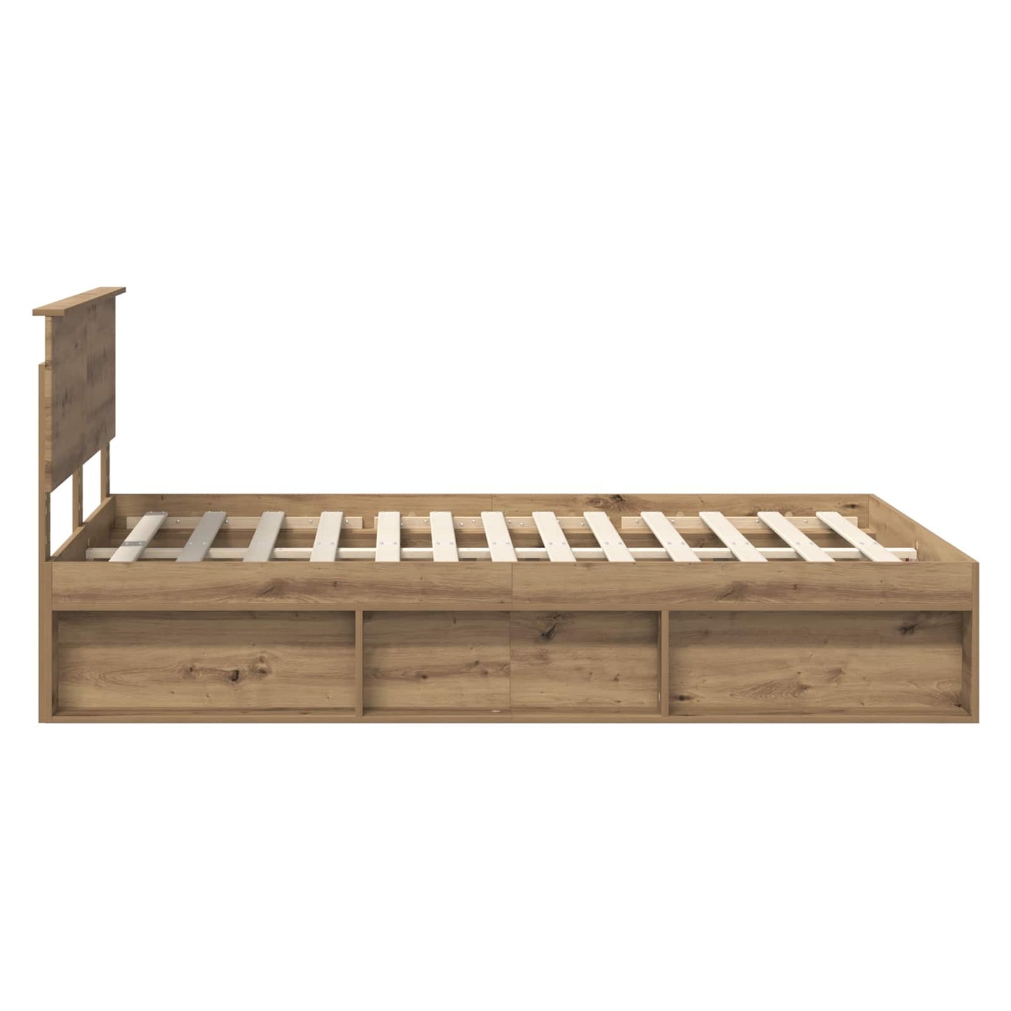 Bedframe Ambachtelijk eiken 150 x 200 cm Bewerkt hout is nu te koop bij PeponiXL, paradijselijk wonen!
