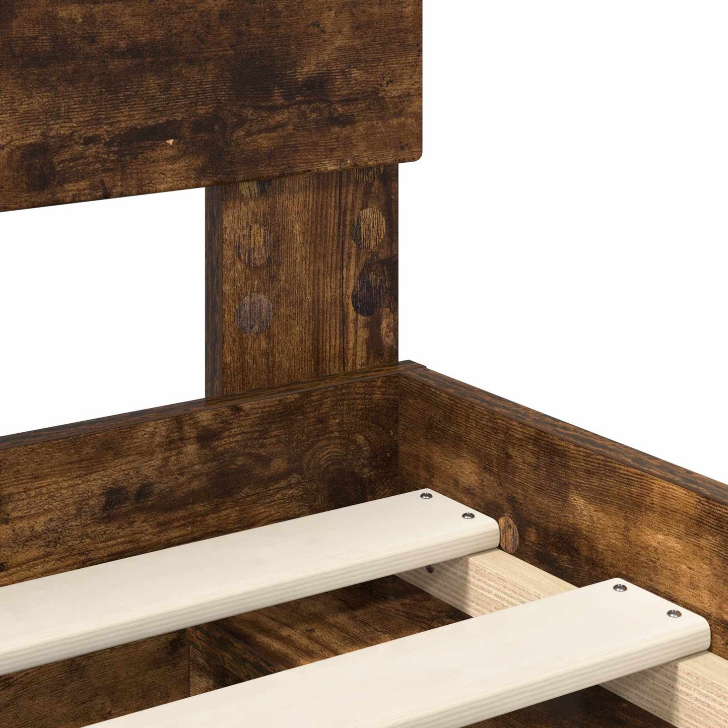 Bedframe met hoofdeinde Gerookt eiken 140 x 190 cm Bewerkt hout is nu te koop bij PeponiXL, paradijselijk wonen!