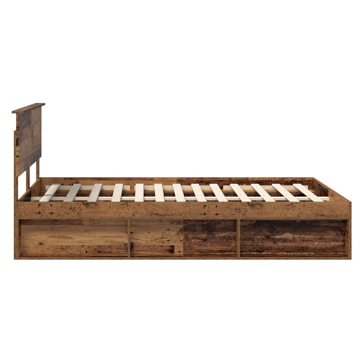 Bedframe met hoofdeinde Oudhout 140 x 190 cm Bewerkt hout is nu te koop bij PeponiXL, paradijselijk wonen!