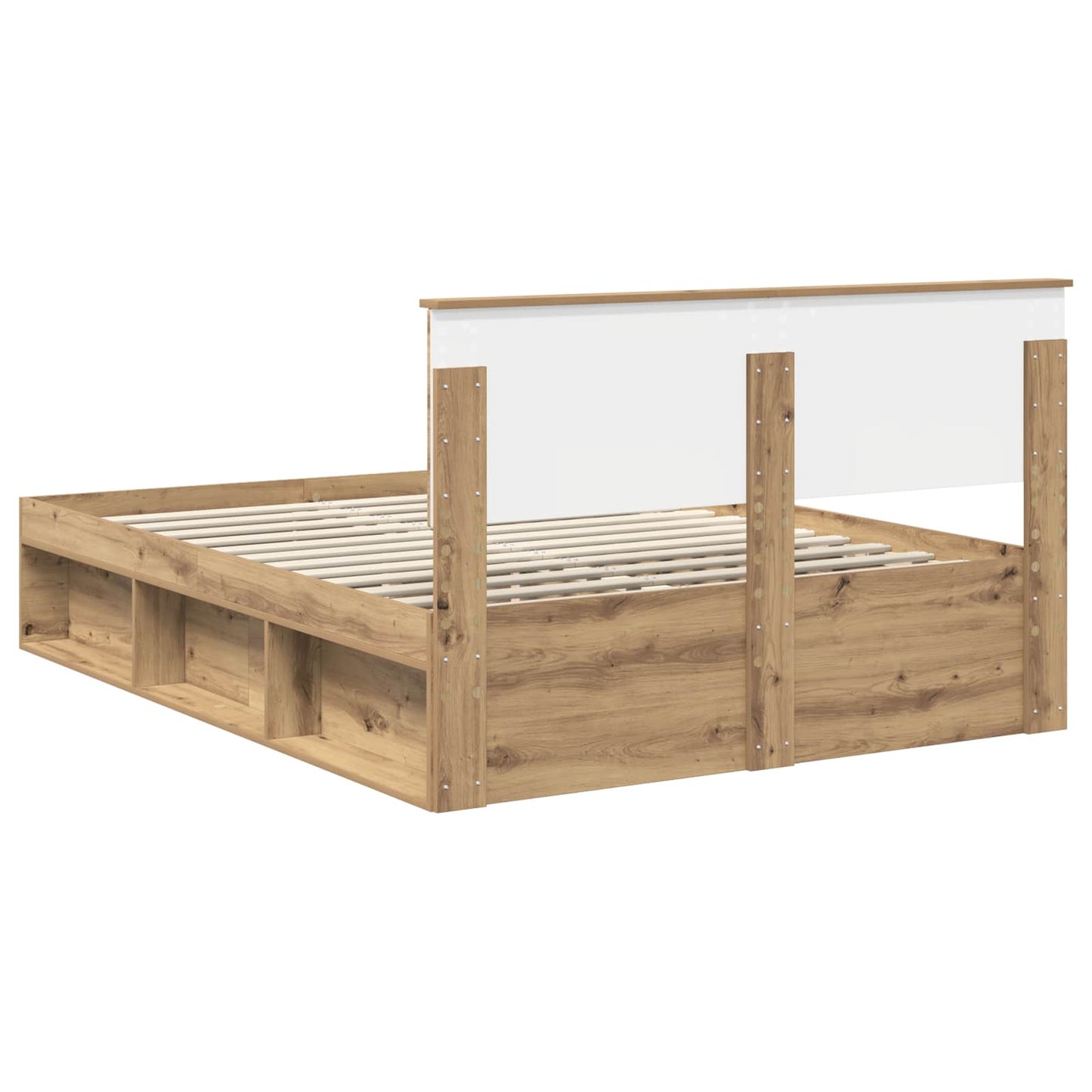 Bedframe Ambachtelijk eiken 140 x 190 cm Bewerkt hout is nu te koop bij PeponiXL, paradijselijk wonen!
