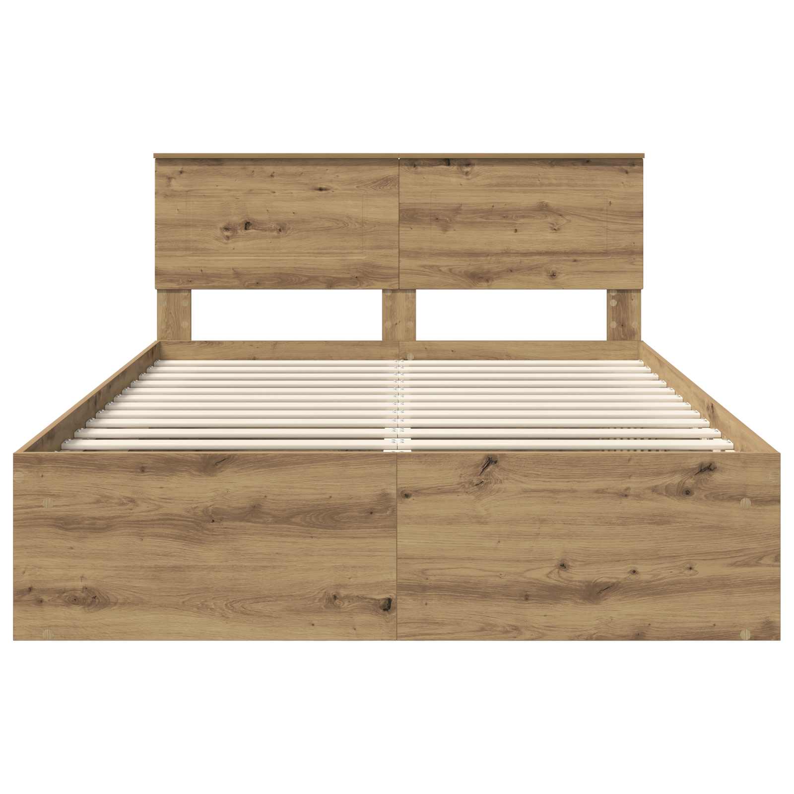 Bedframe Ambachtelijk eiken 140 x 190 cm Bewerkt hout is nu te koop bij PeponiXL, paradijselijk wonen!
