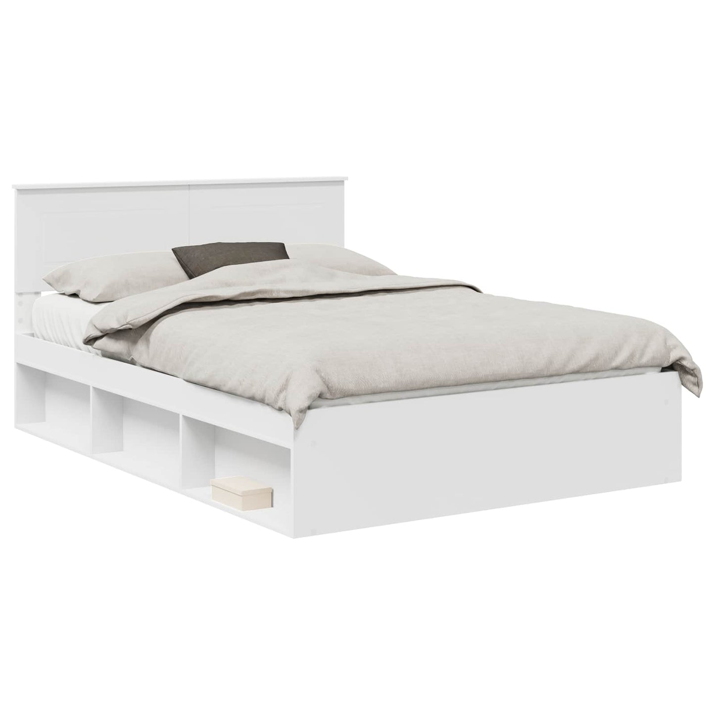 Bedframe met hoofdeinde Wit 140 x 200 cm Bewerkt hout is nu te koop bij PeponiXL, paradijselijk wonen!