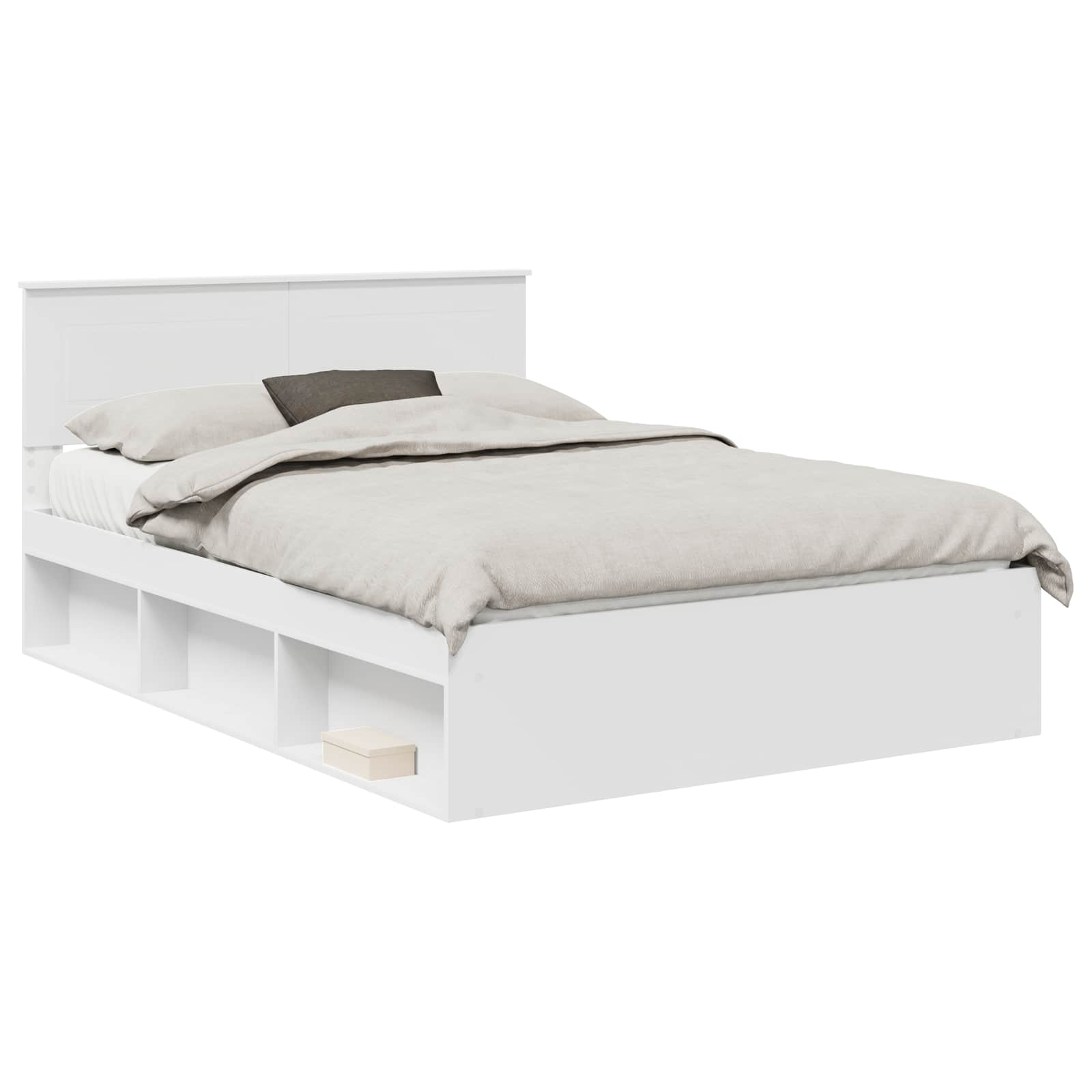 Bedframe met hoofdeinde Wit 140 x 200 cm Bewerkt hout is nu te koop bij PeponiXL, paradijselijk wonen!