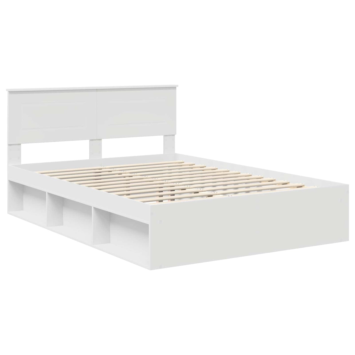 Bedframe met hoofdeinde Wit 140 x 200 cm Bewerkt hout is nu te koop bij PeponiXL, paradijselijk wonen!