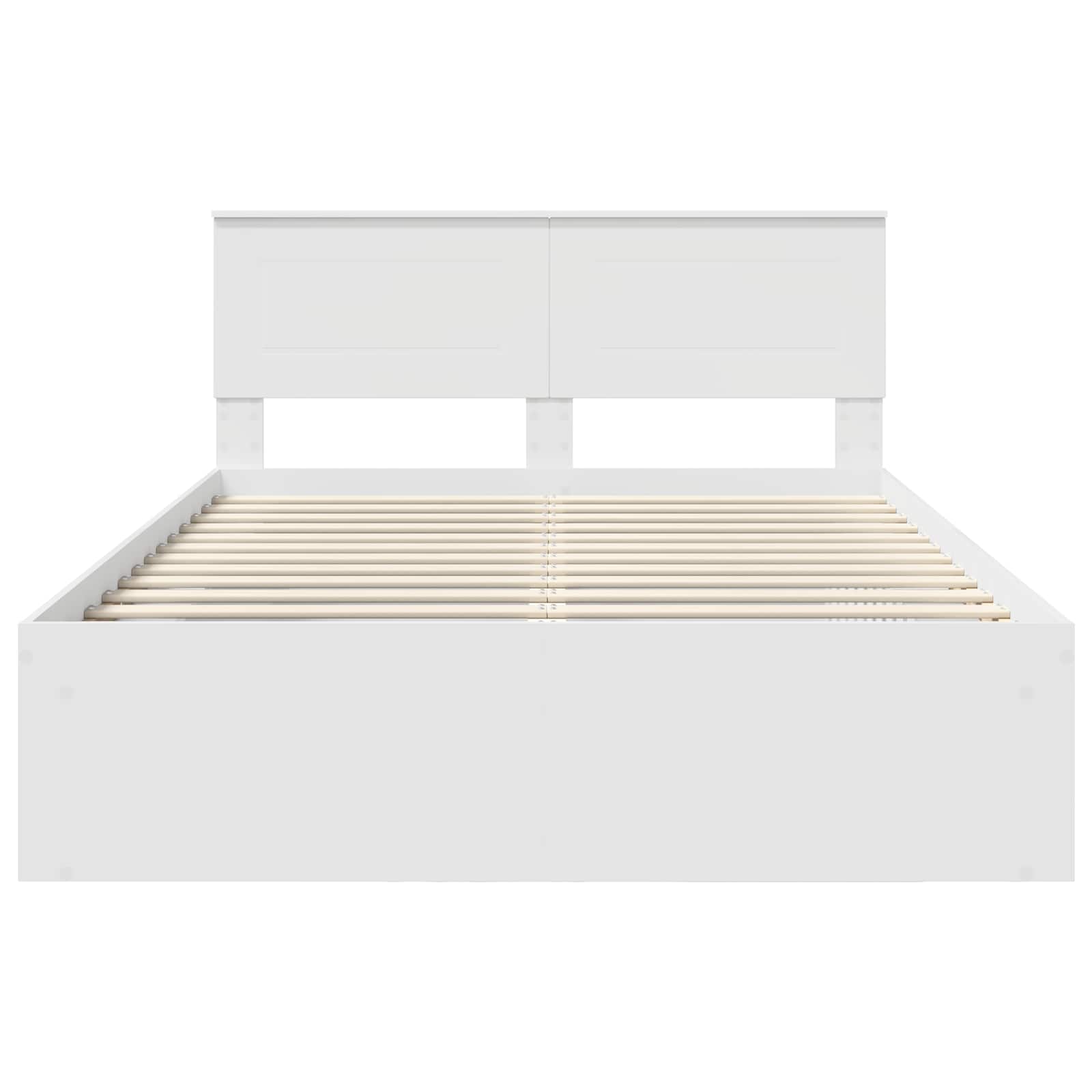 Bedframe met hoofdeinde Wit 140 x 200 cm Bewerkt hout is nu te koop bij PeponiXL, paradijselijk wonen!