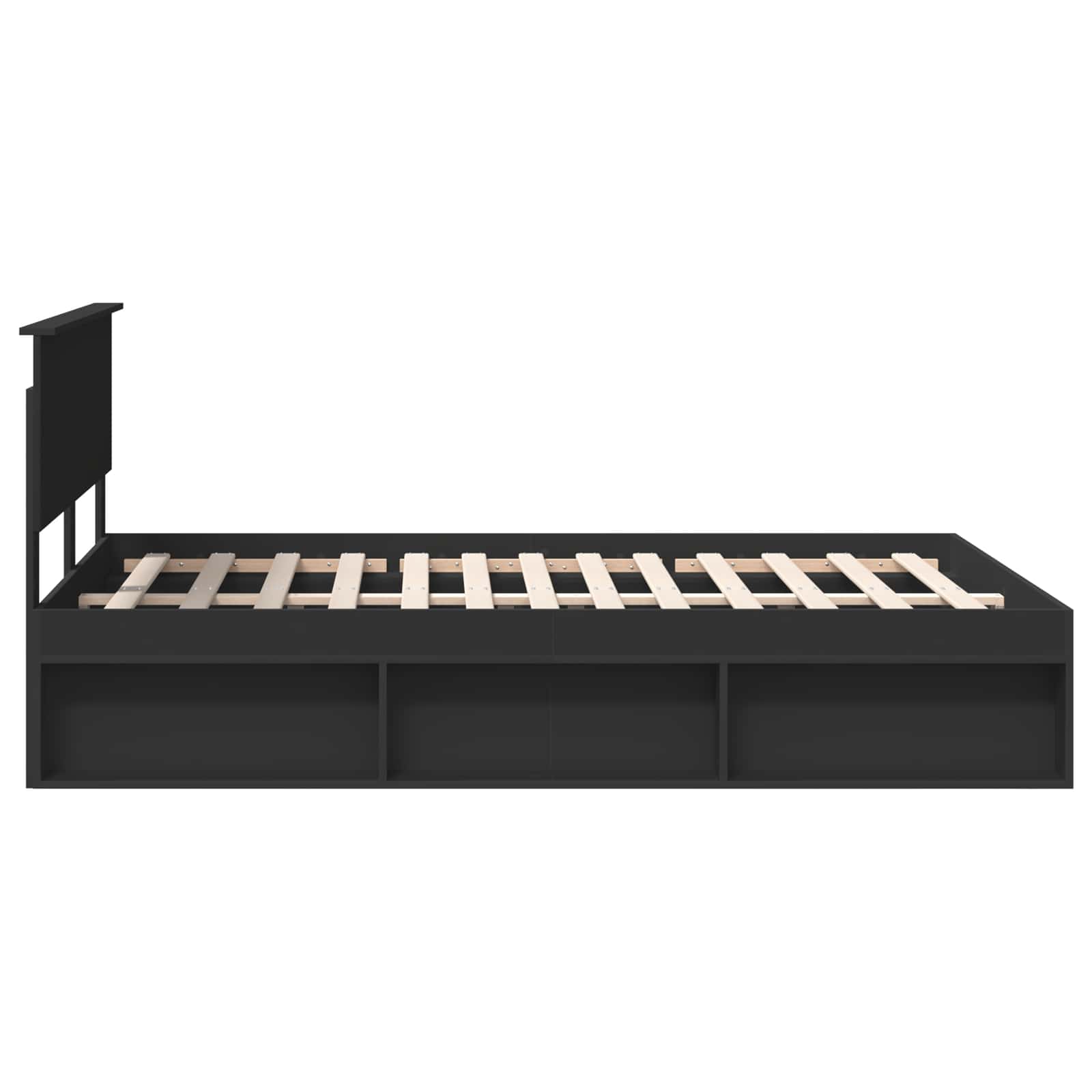 Bedframe met hoofdeinde Zwart 140 x 200 cm Bewerkt hout is nu te koop bij PeponiXL, paradijselijk wonen!