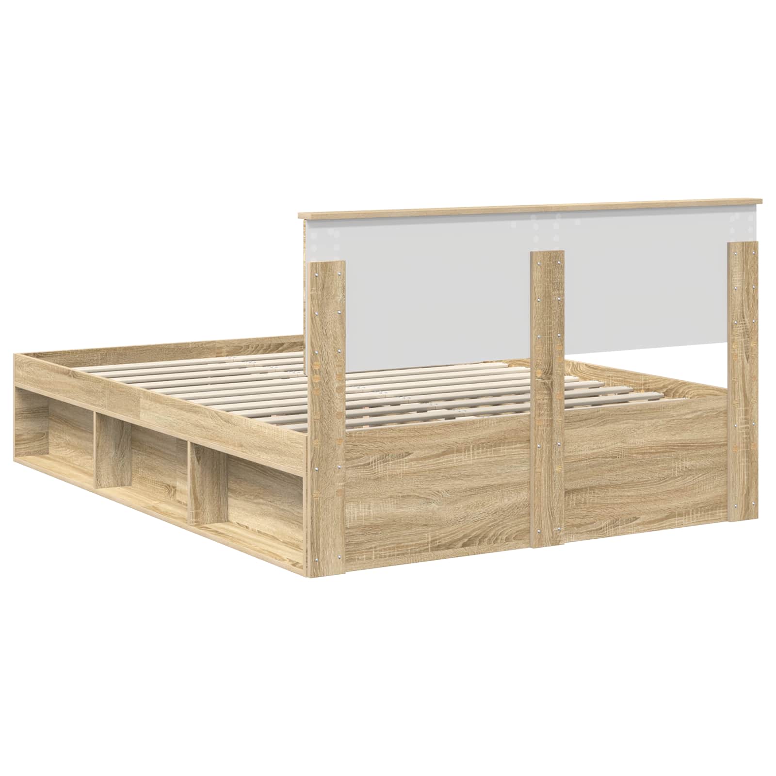 Bedframe met hoofdeinde Sonoma 140 x 200 cm Bewerkt hout is nu te koop bij PeponiXL, paradijselijk wonen!