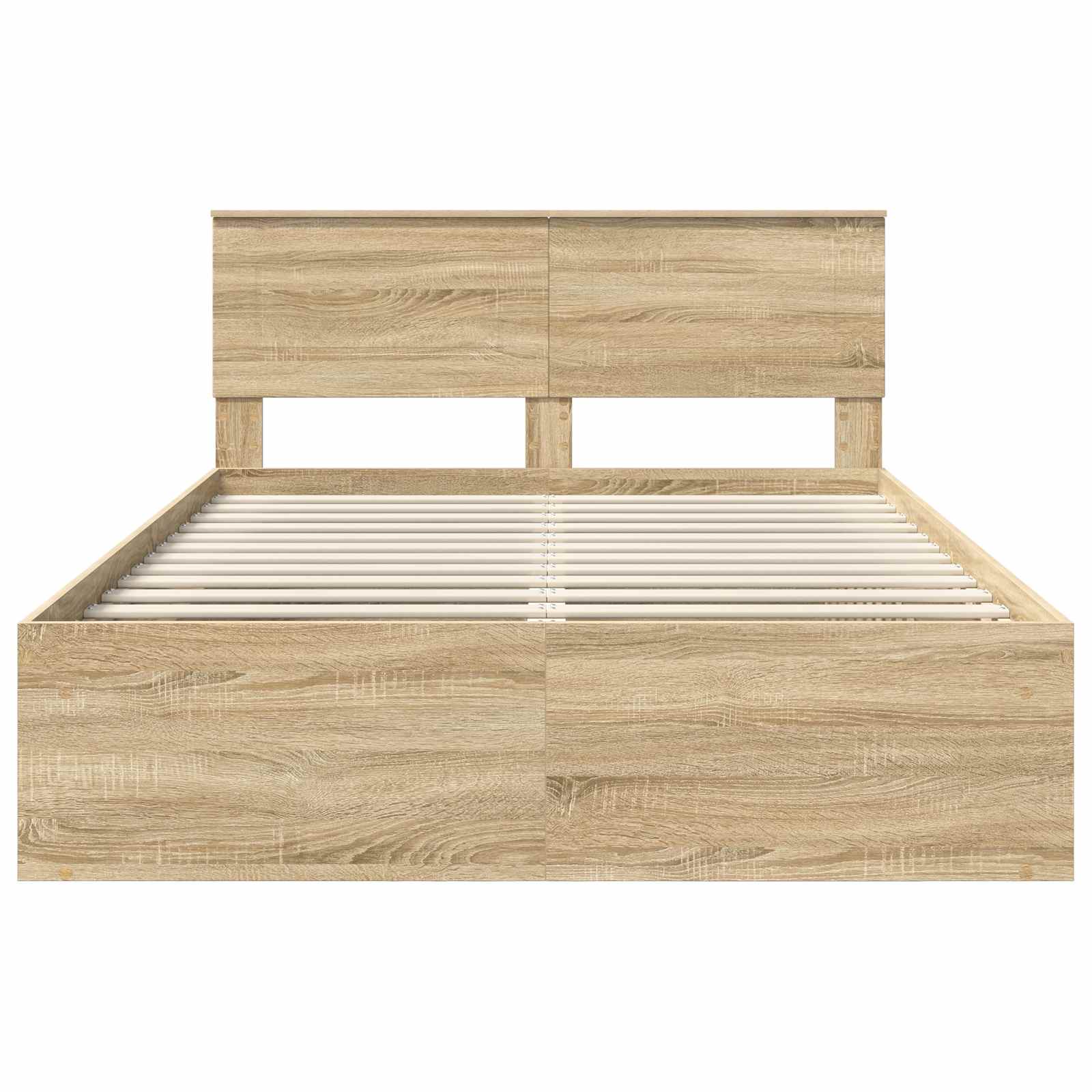 Bedframe met hoofdeinde Sonoma 140 x 200 cm Bewerkt hout is nu te koop bij PeponiXL, paradijselijk wonen!