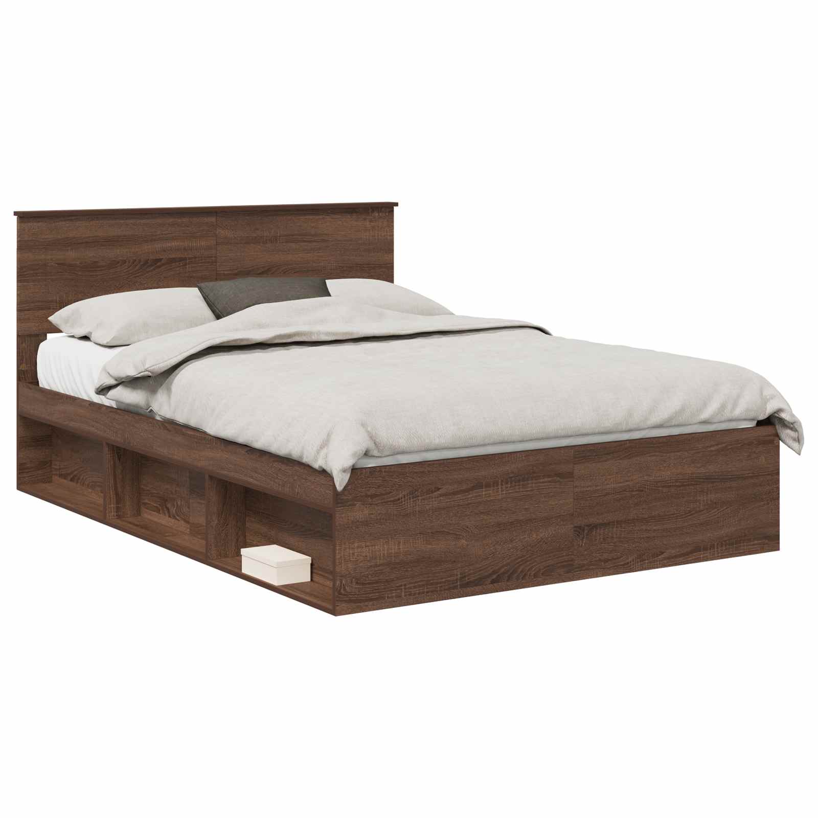 Bedframe met hoofdeinde Bruin Eiken 140 x 200 cm Bewerkt hout is nu te koop bij PeponiXL, paradijselijk wonen!