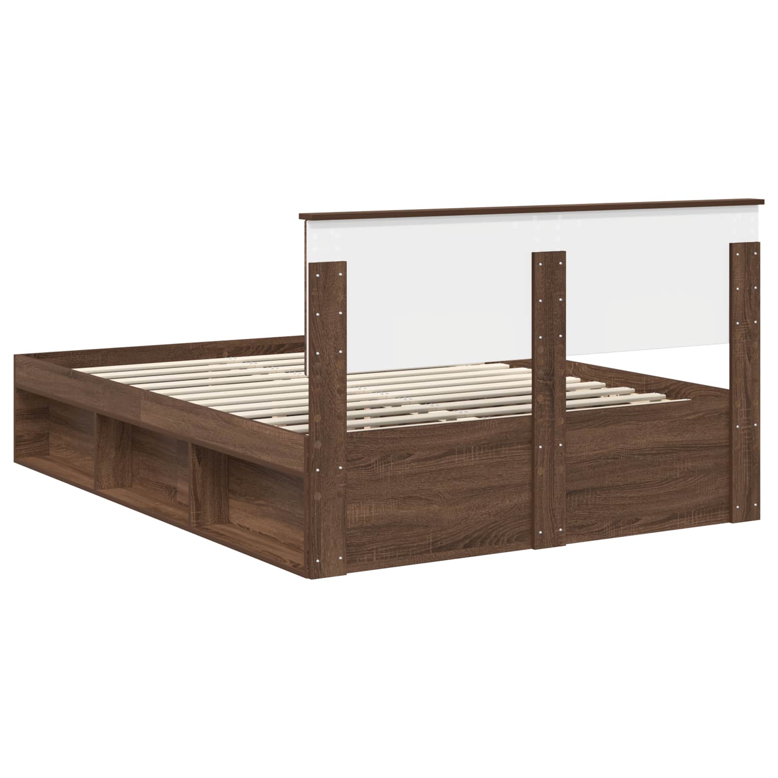 Bedframe met hoofdeinde Bruin Eiken 140 x 200 cm Bewerkt hout is nu te koop bij PeponiXL, paradijselijk wonen!